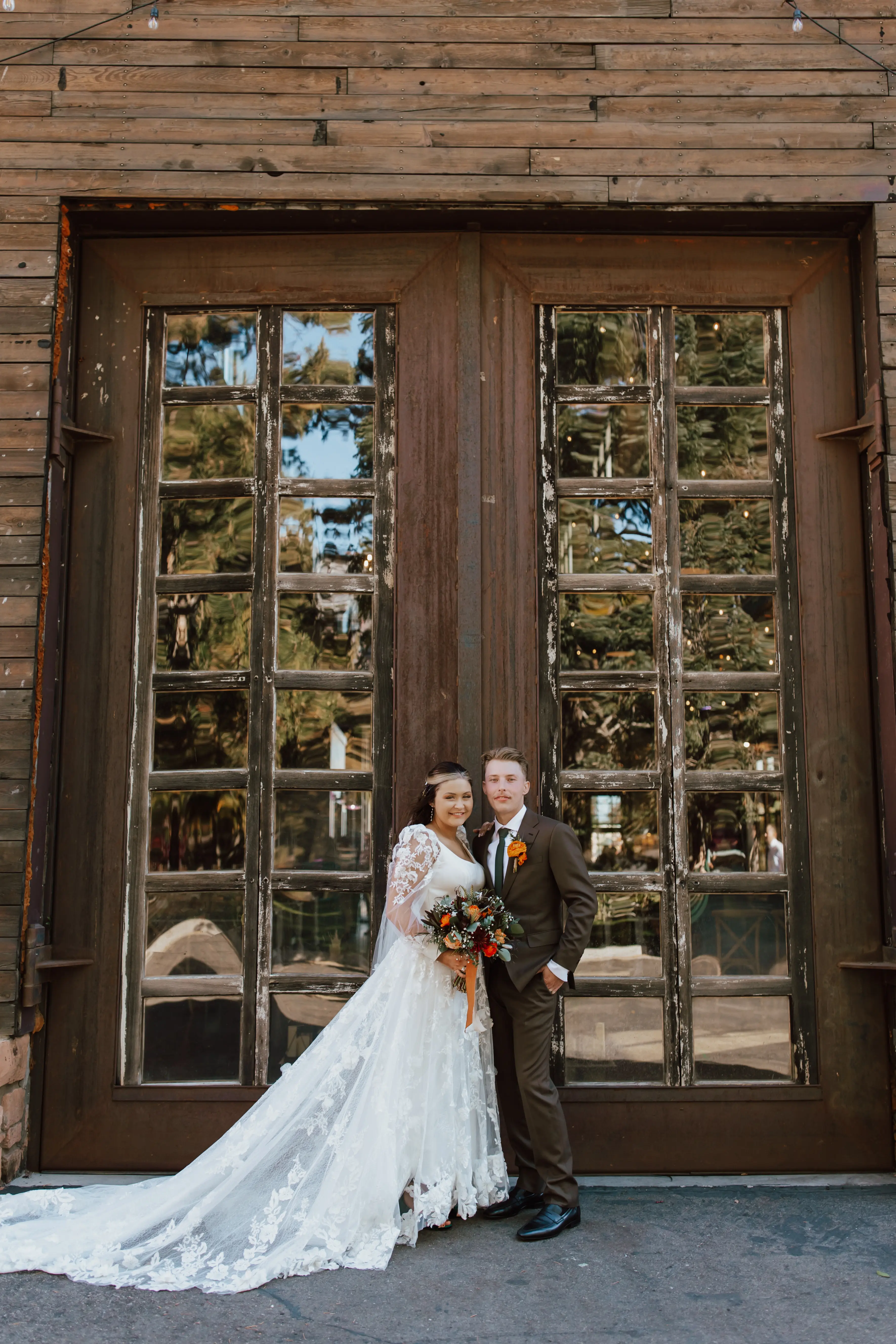 Groom And Bride Wearing Sparkly Modern Ball Gown Wedding Dress With A Mikado Bodice Called Greer By Maggie Sottero