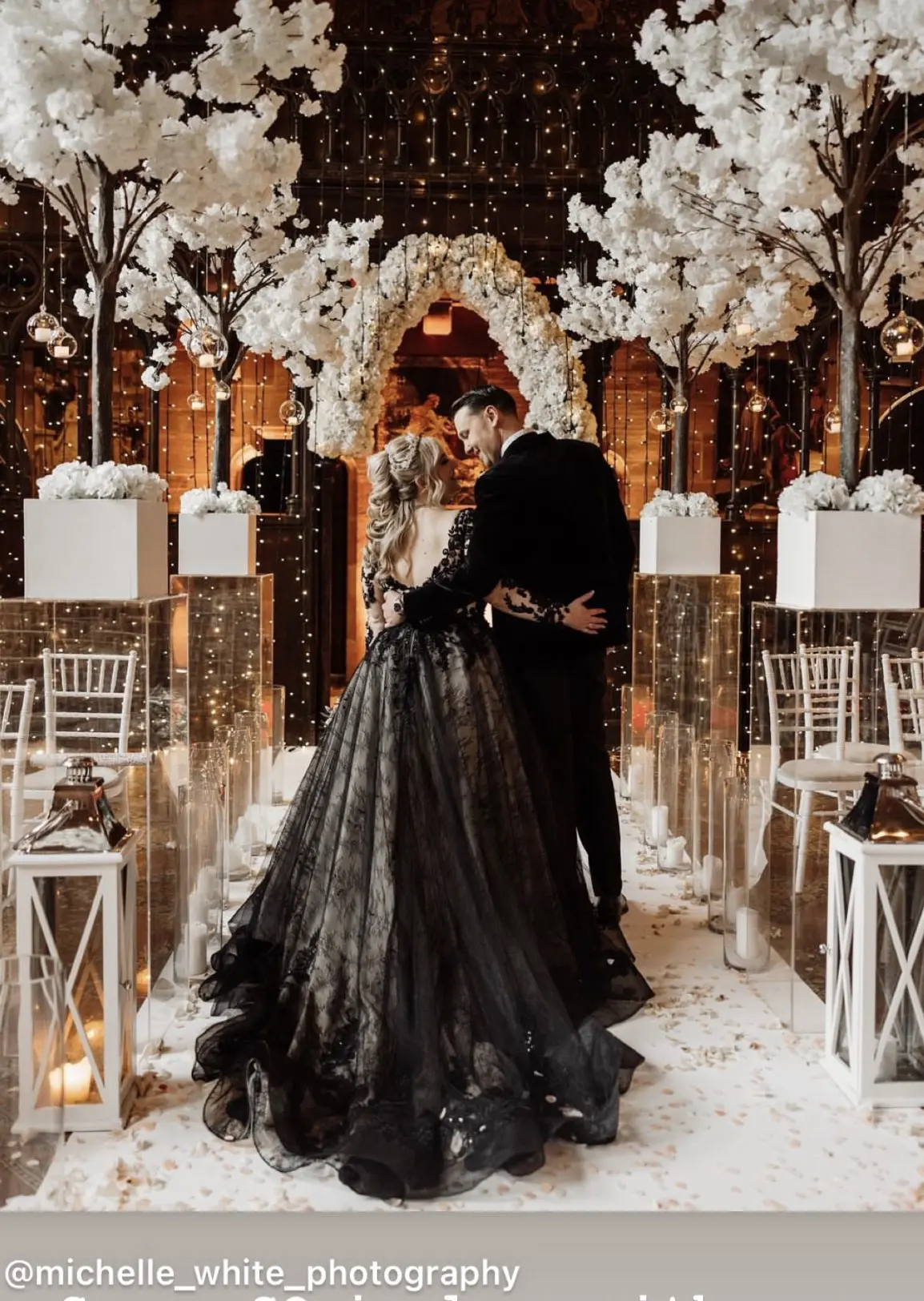 Bride Wearing Black Lace Ballgown Wedding Dress Called Zander By Sottero And Midgley With Groom