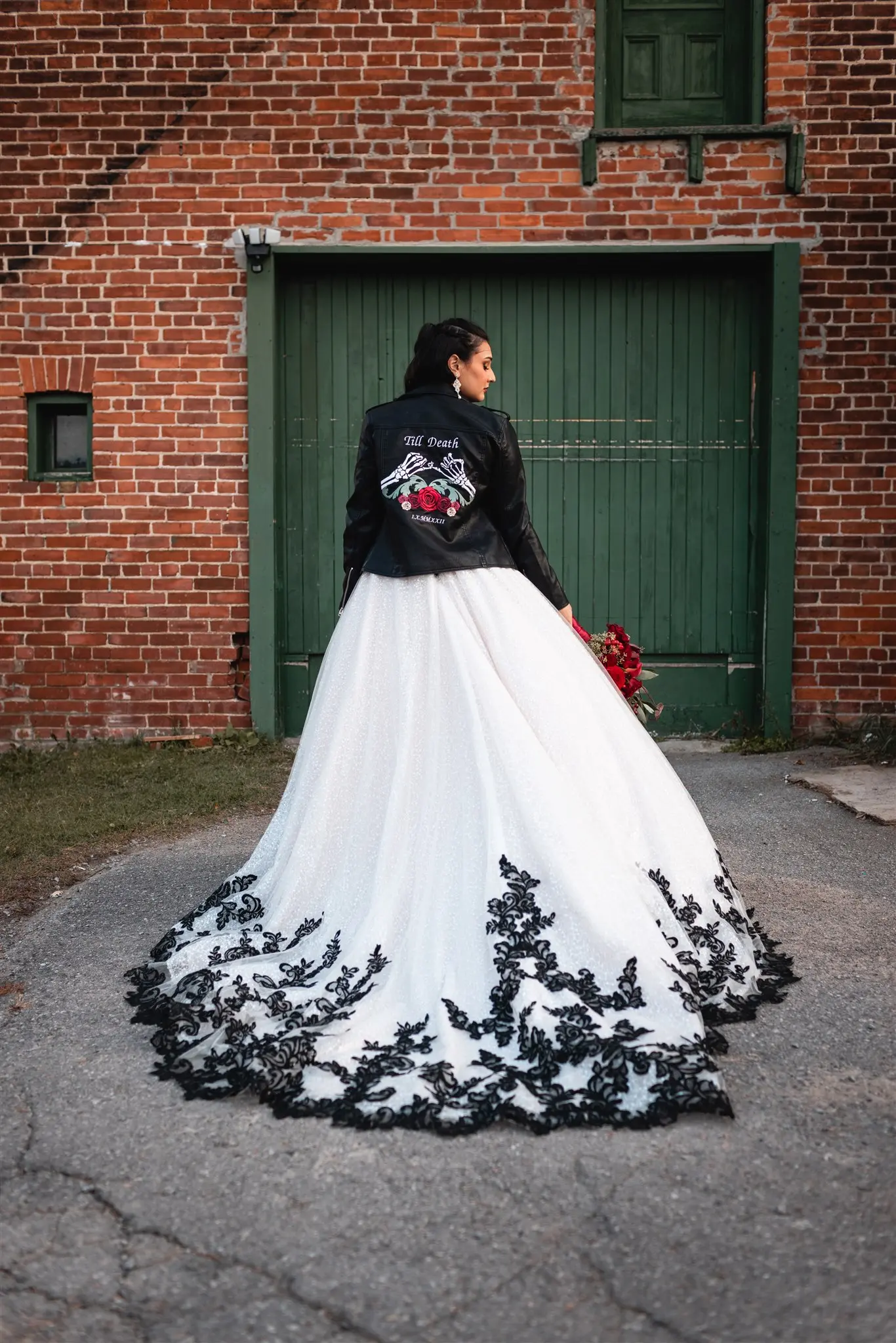 Bride In Strapless Black Wedding Dress Called Tristyn By Maggie Sottero