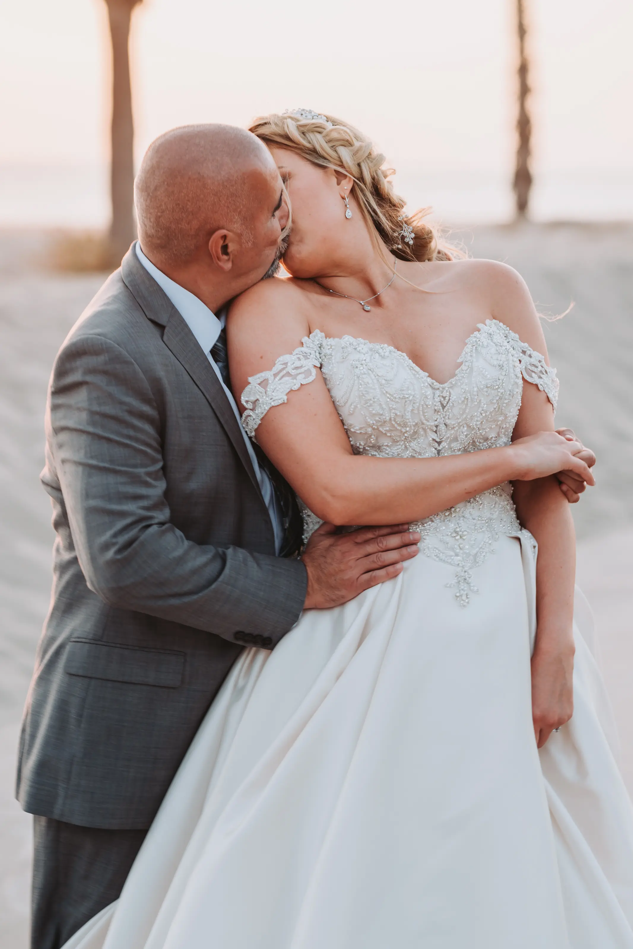 Groom With Bride Wearing Satin Ballgown Kimora By Sottero And Midgley