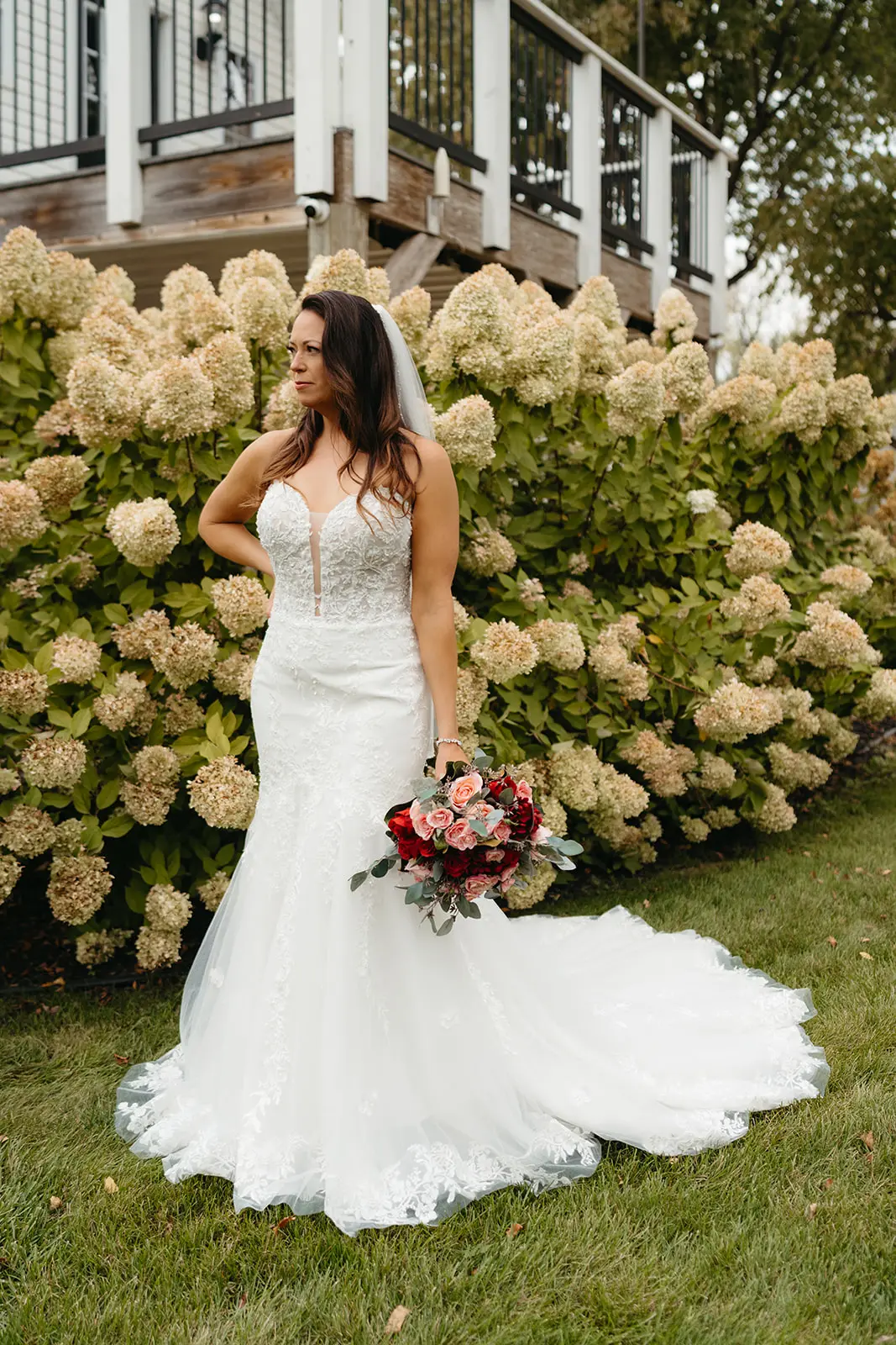 Bride Wearing Floral Beaded Mermaid Gown Lennon By Maggie Sottero