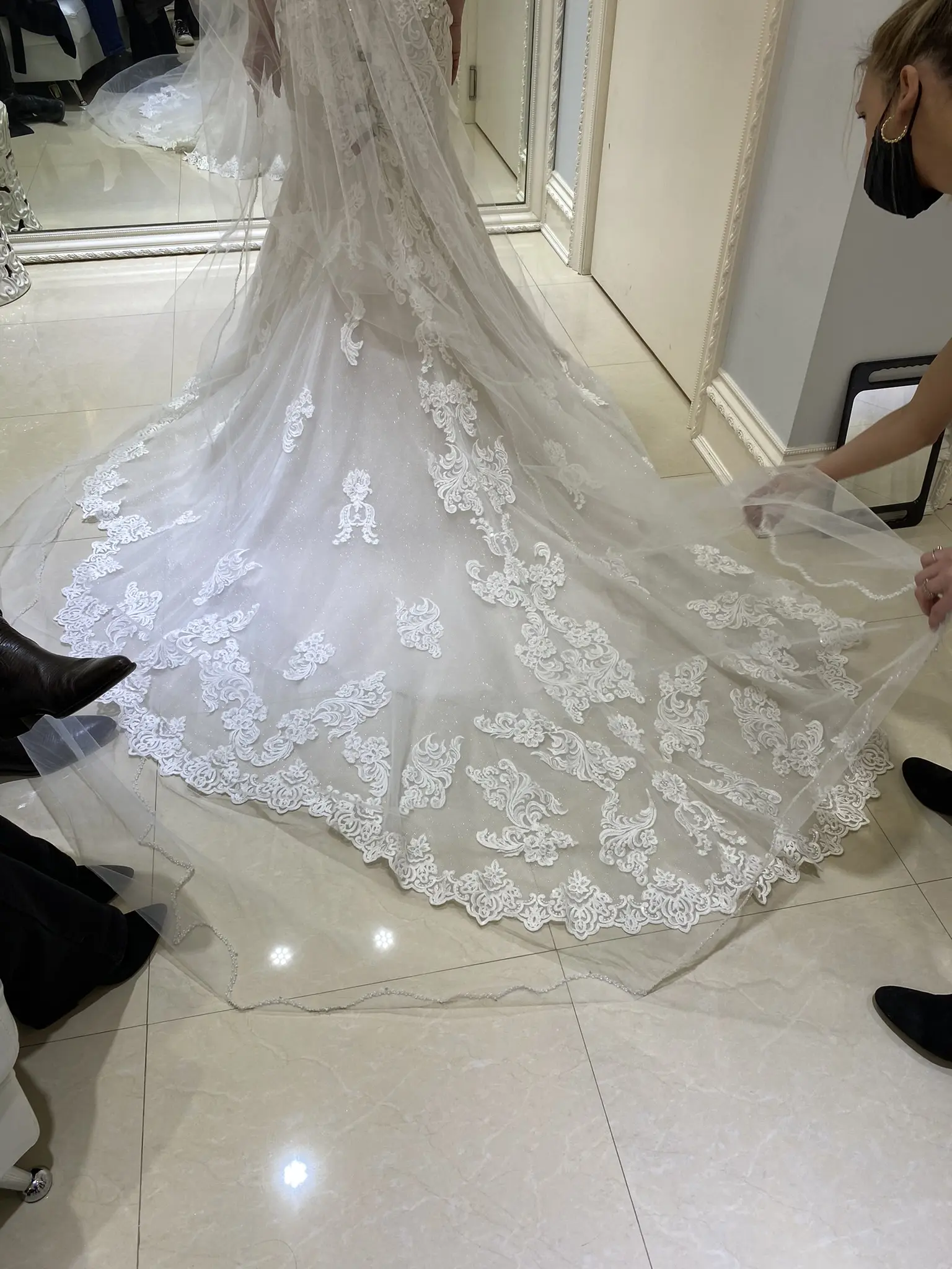 Train Of Sparkly Lace Fit-And-Flare Bridal Dress Called Fiona By Maggie Sottero
