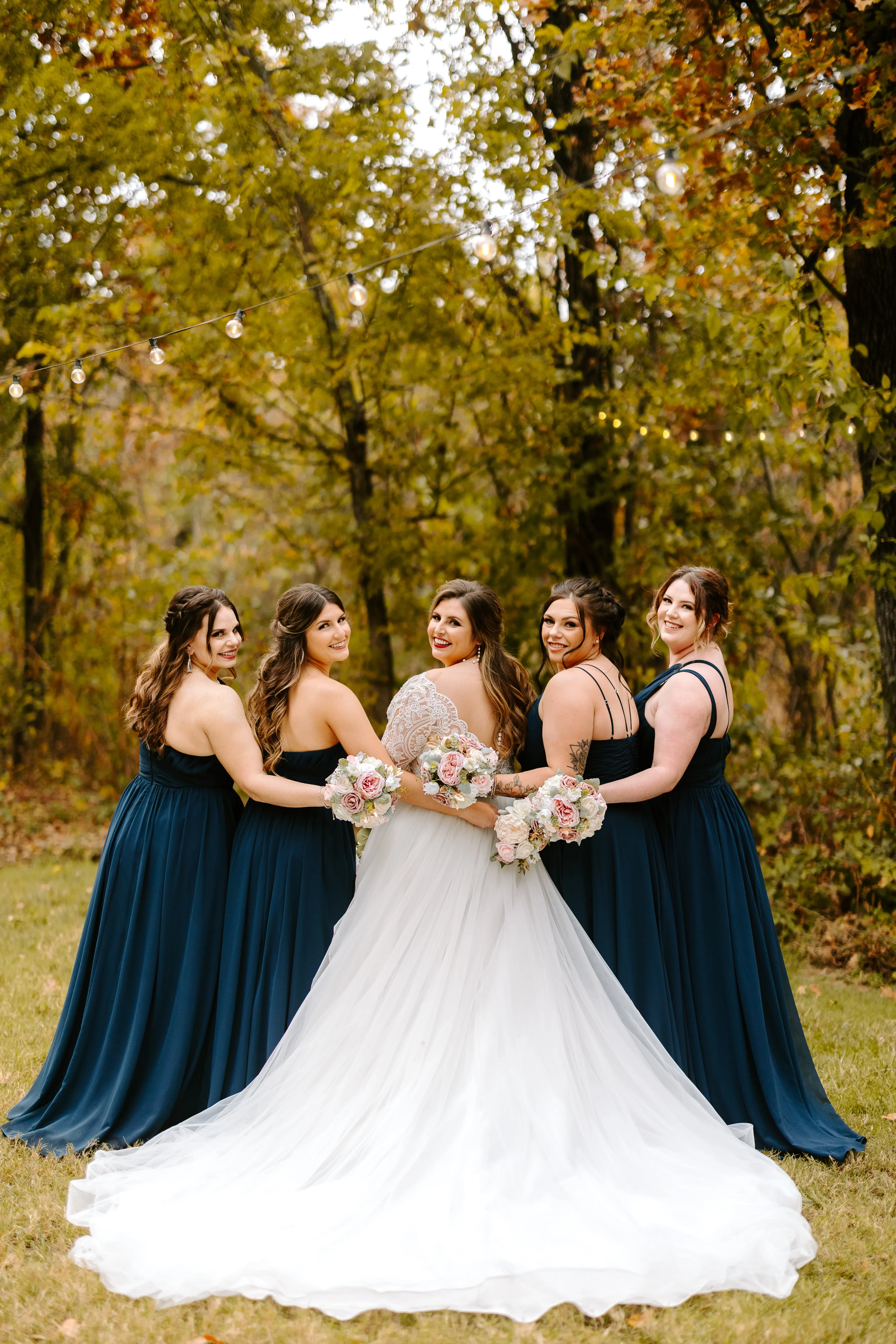Bride Wearing Princess Wedding Dress Called Mallory Dawn By Maggie Sottero With Bridesmaids
