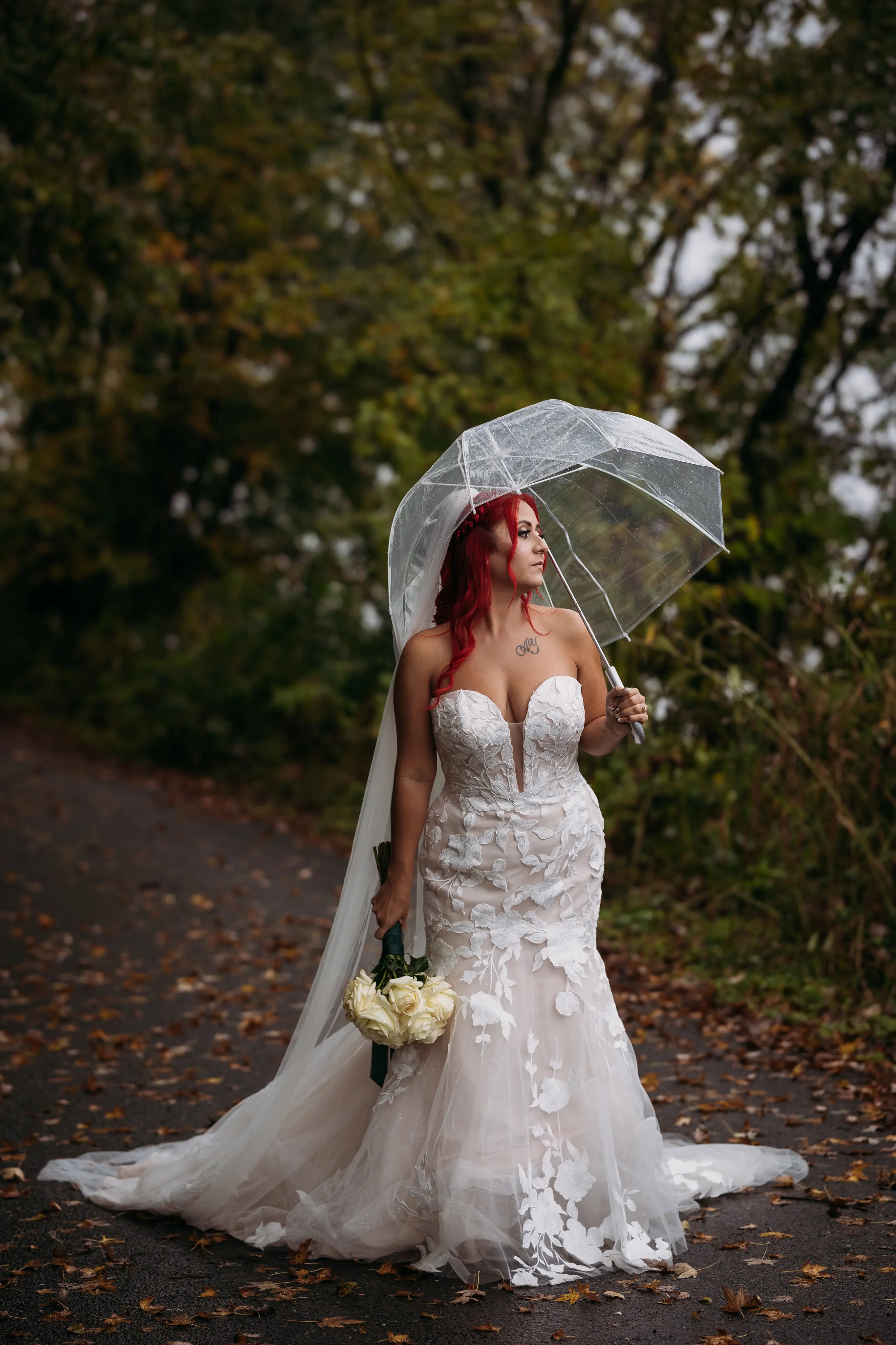 Real Bride In The Rain Wearing A White Wedding Dress Named Hattie By Rebecca Ingram