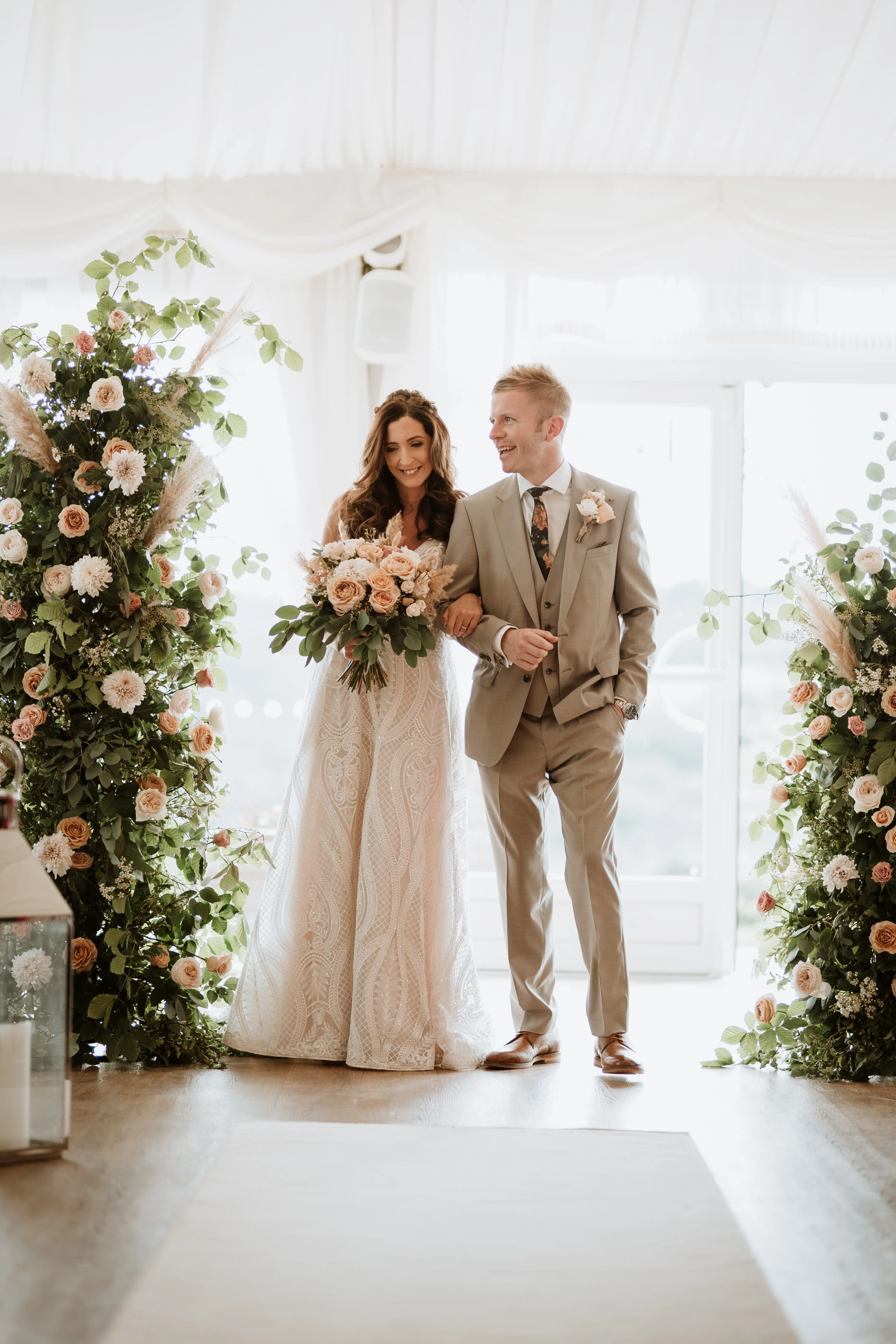 Groom With Bride Wearing Boho Princess Wedding Dress Roxanne By Sottero And Midgley