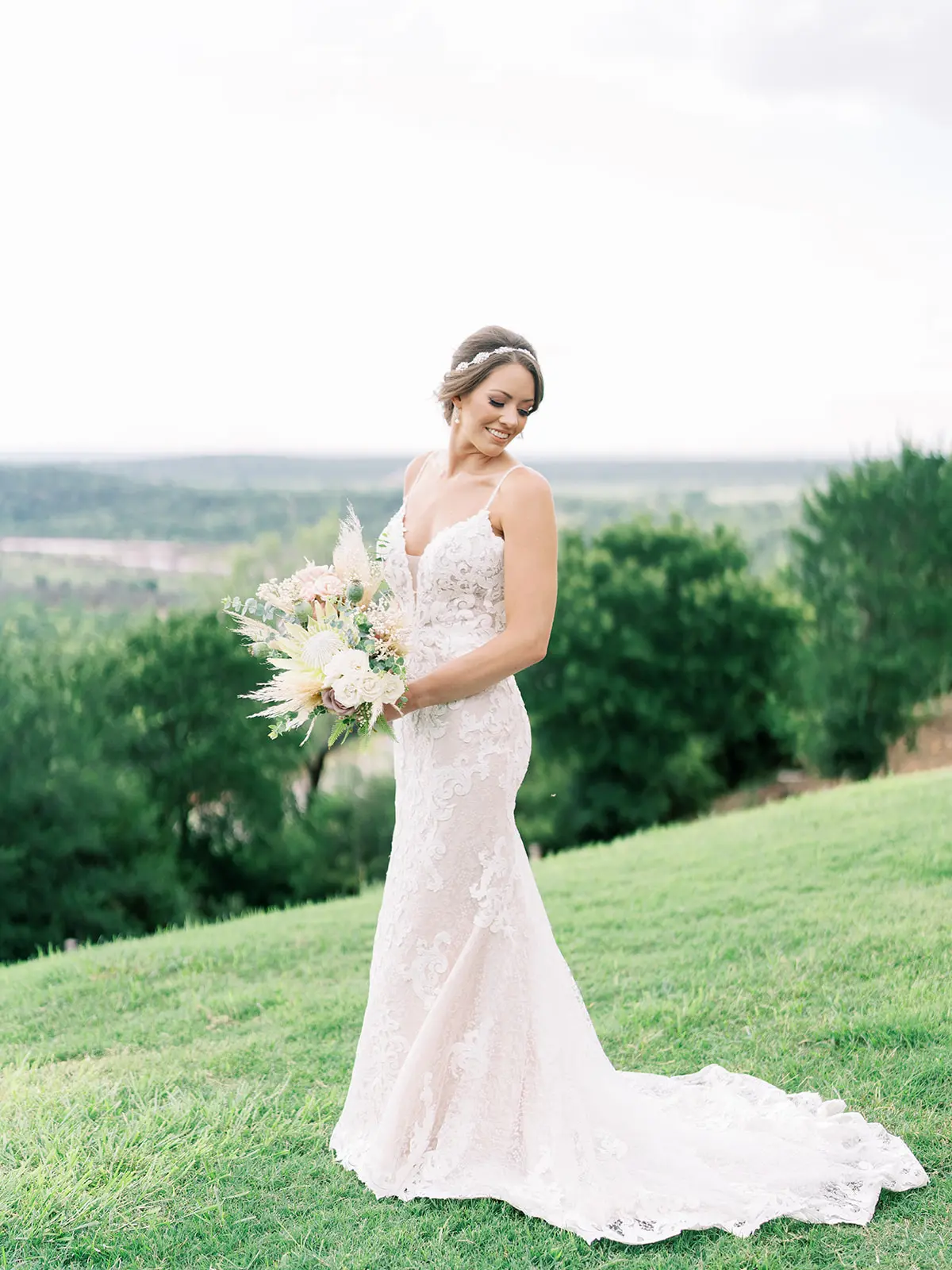 Bride Wearing Lace Sheath Dress Tuscany Lynette By Maggie Sottero