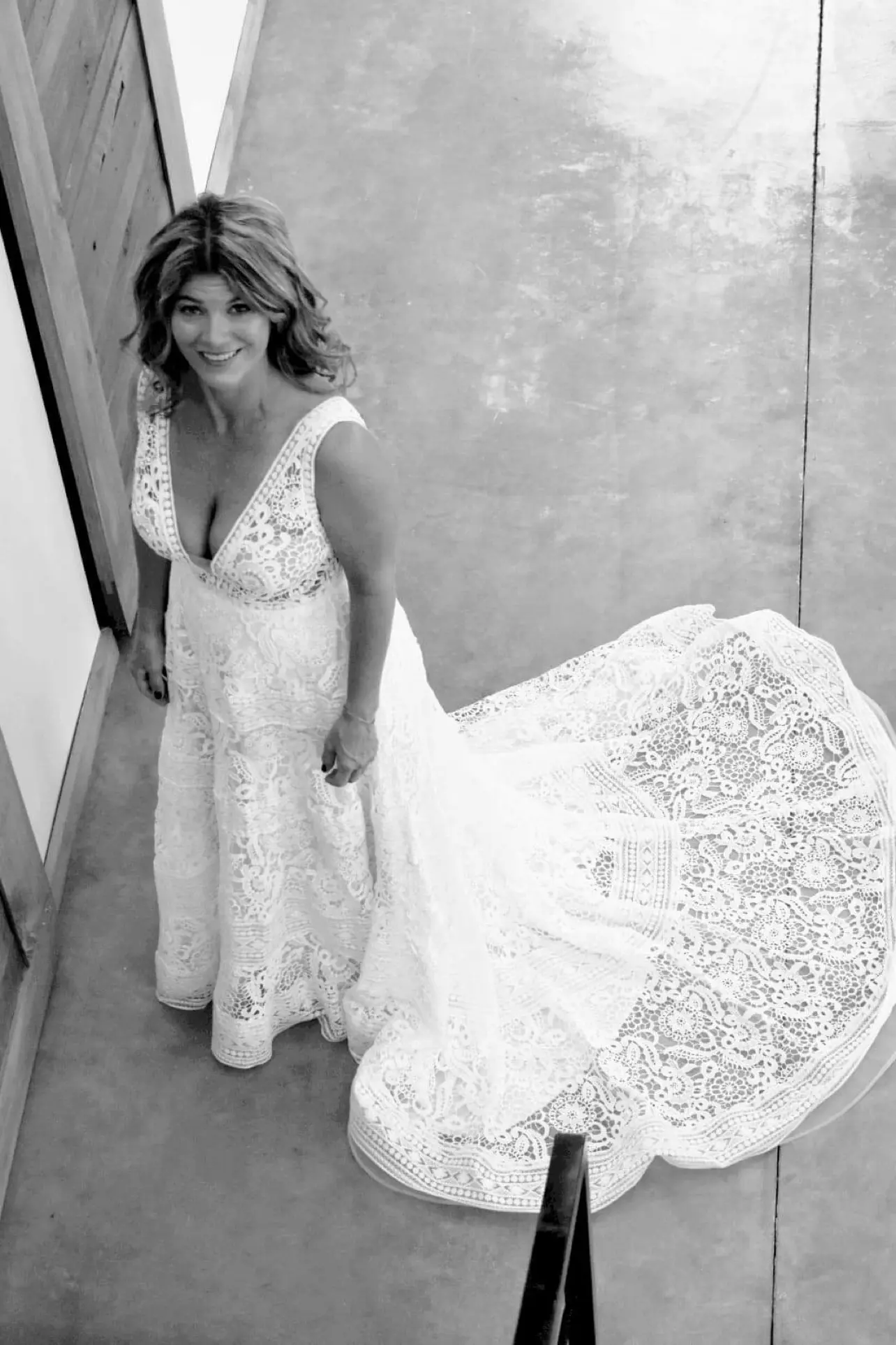 Bride Wearing Boho Lace Wedding Dress Called Finley Dawn By Sottero And Midgley