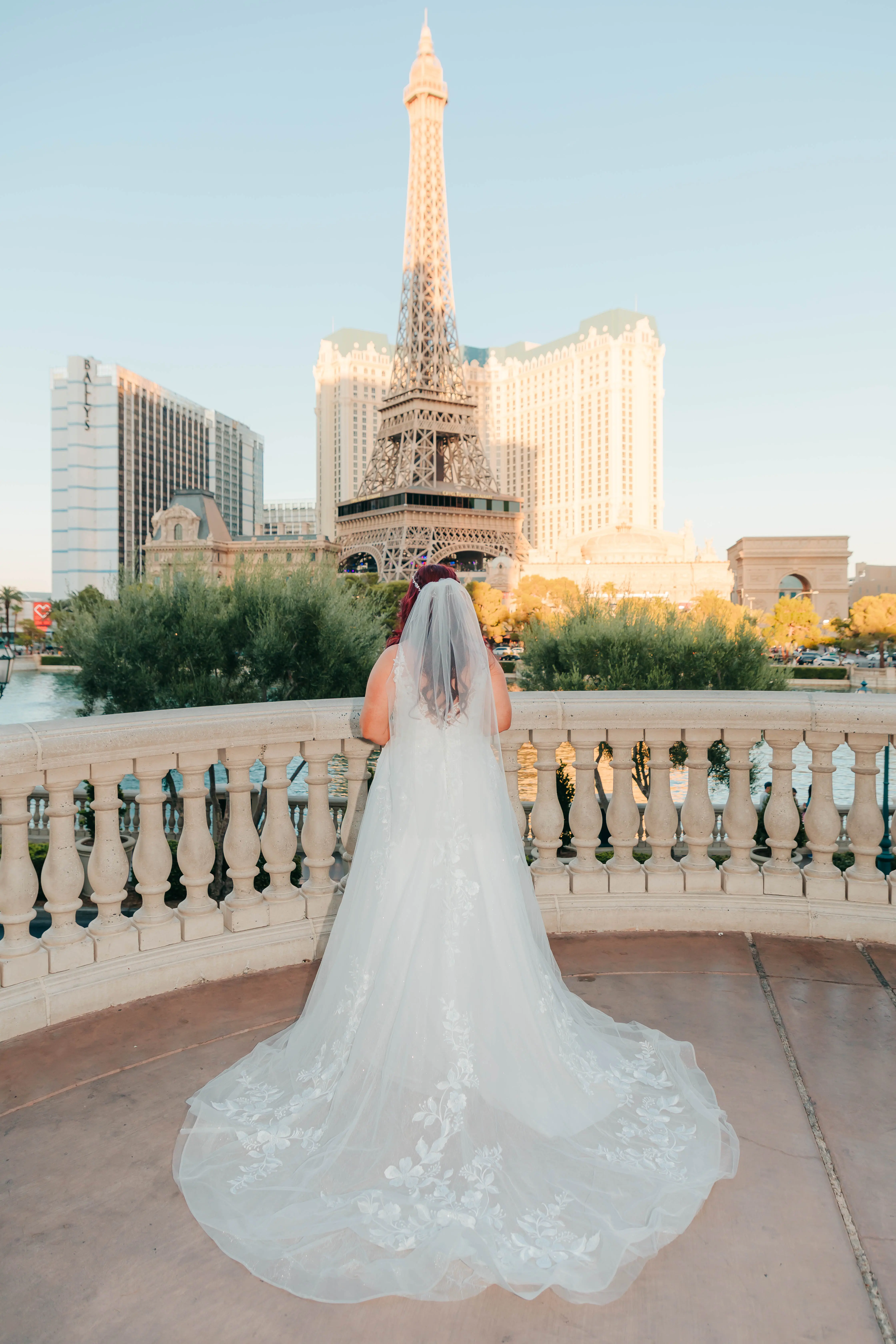 Bride at a Las Vegas Wedding Wearing Lace Ballgown Called Ellen by Rebecca Ingram