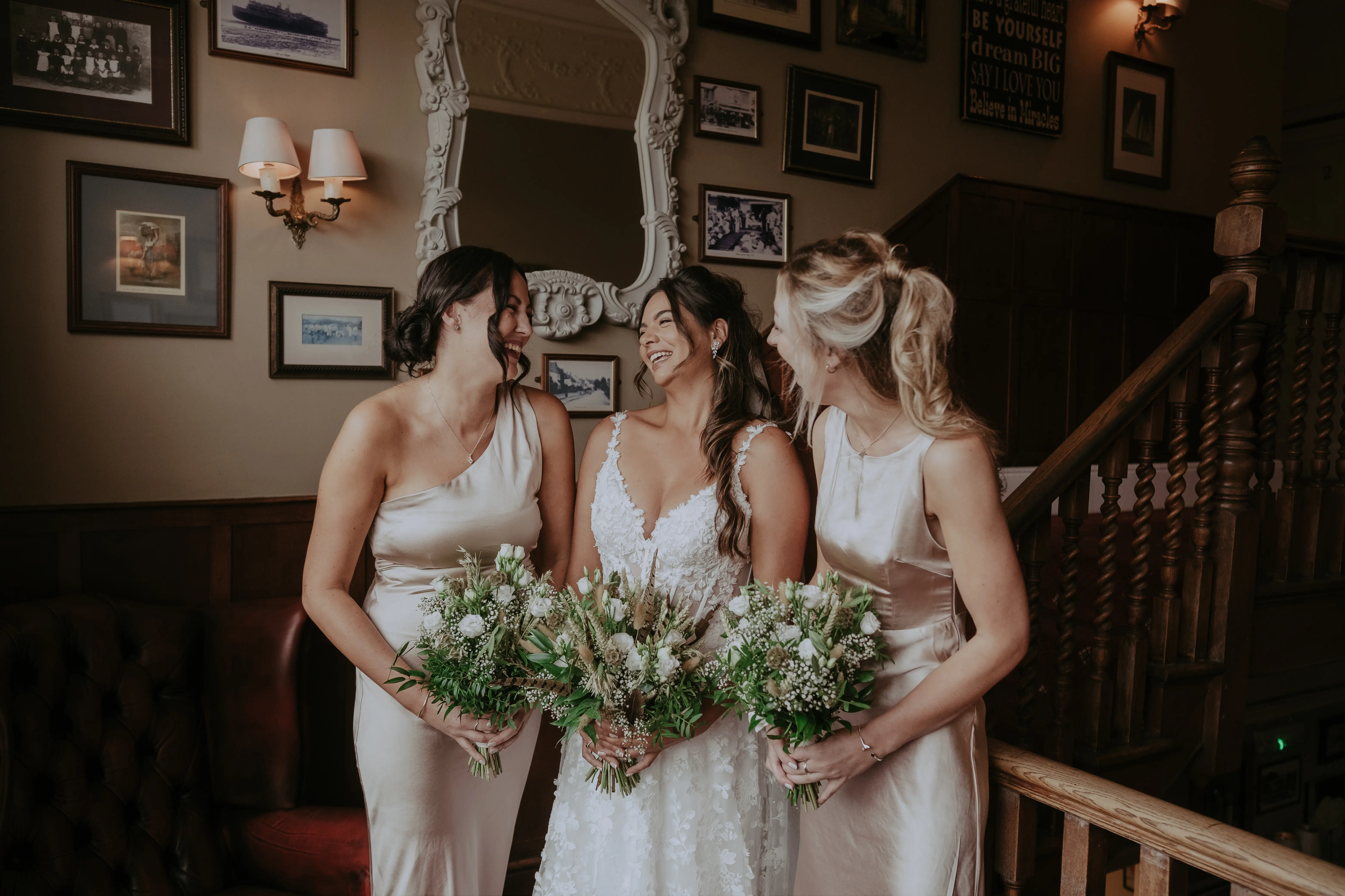 Bridesmaids With Bride Wearing Ladonna By Maggie Sottero