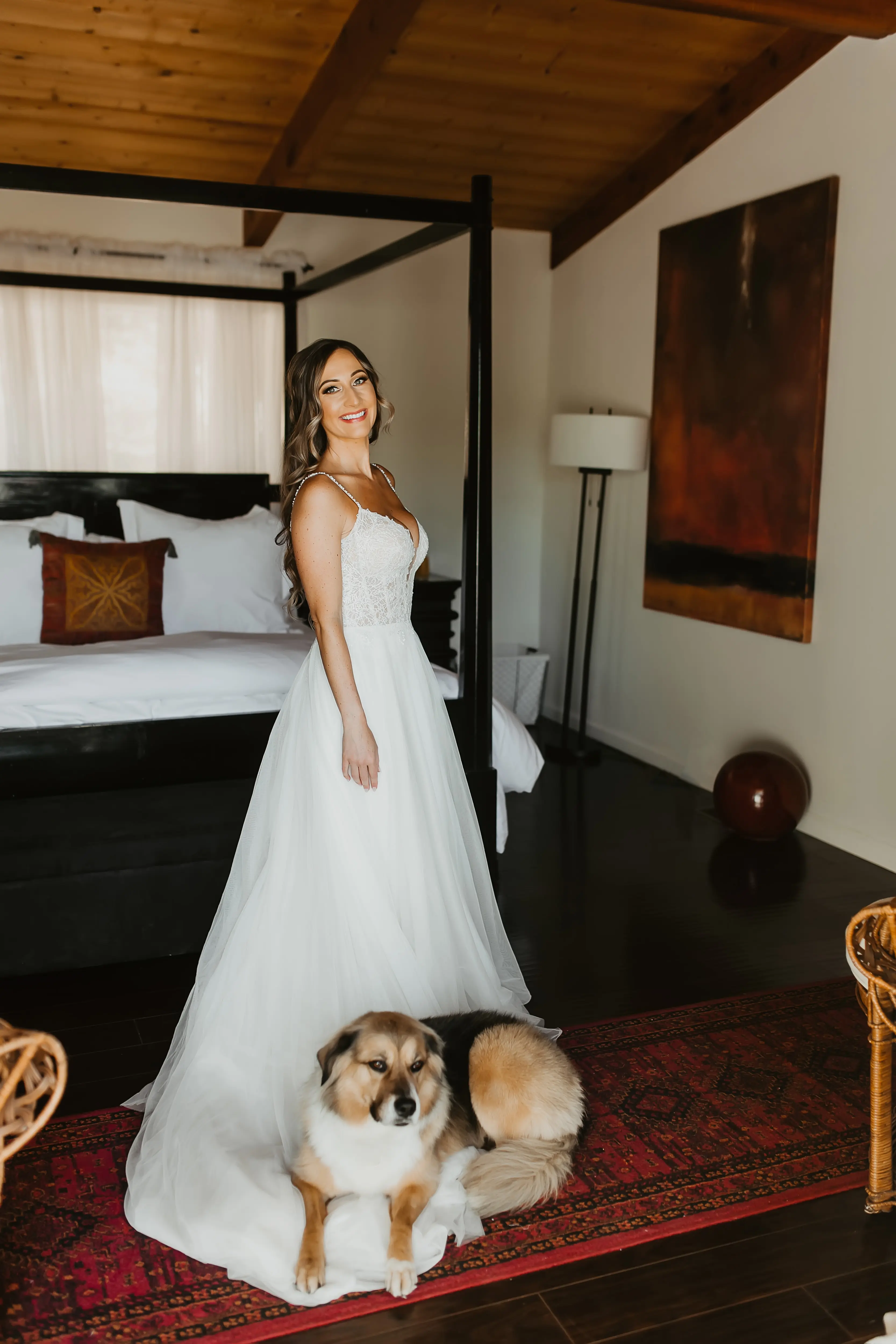 Bride Wearing A-Line Wedding Dress