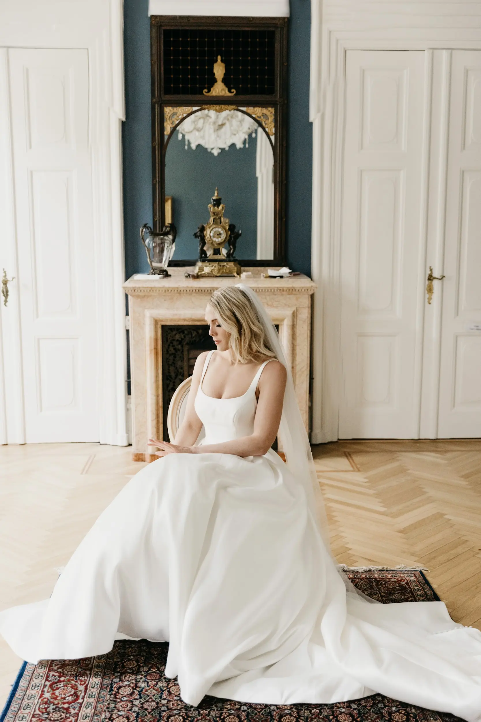 Bride Wearing Satin Ball Gown Selena By Maggie Sottero