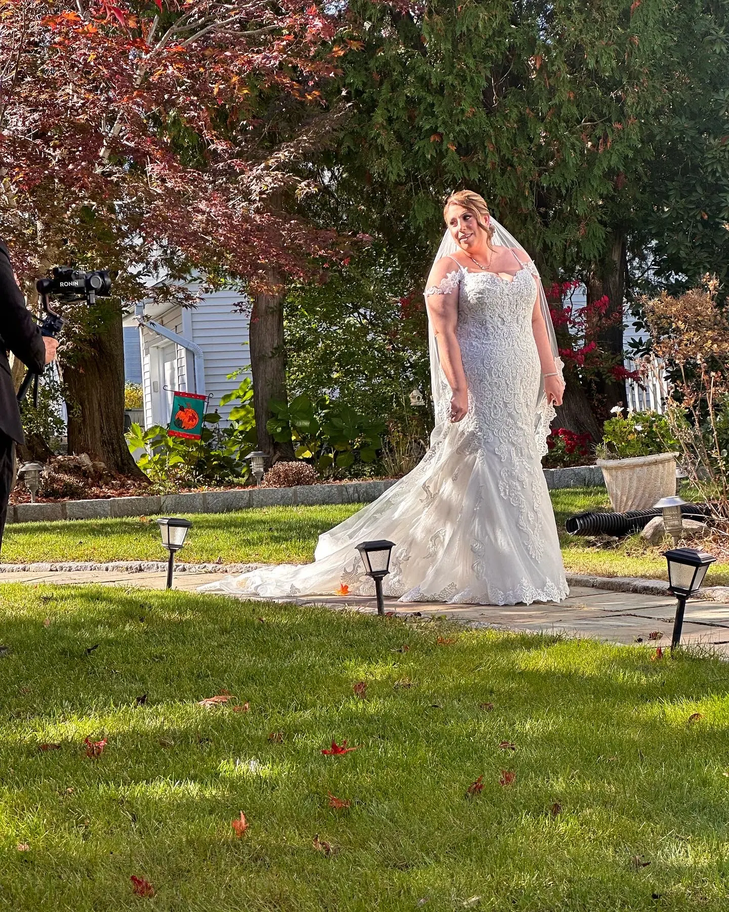 Bride wearing Fiona wedding dress by Maggie Sottero