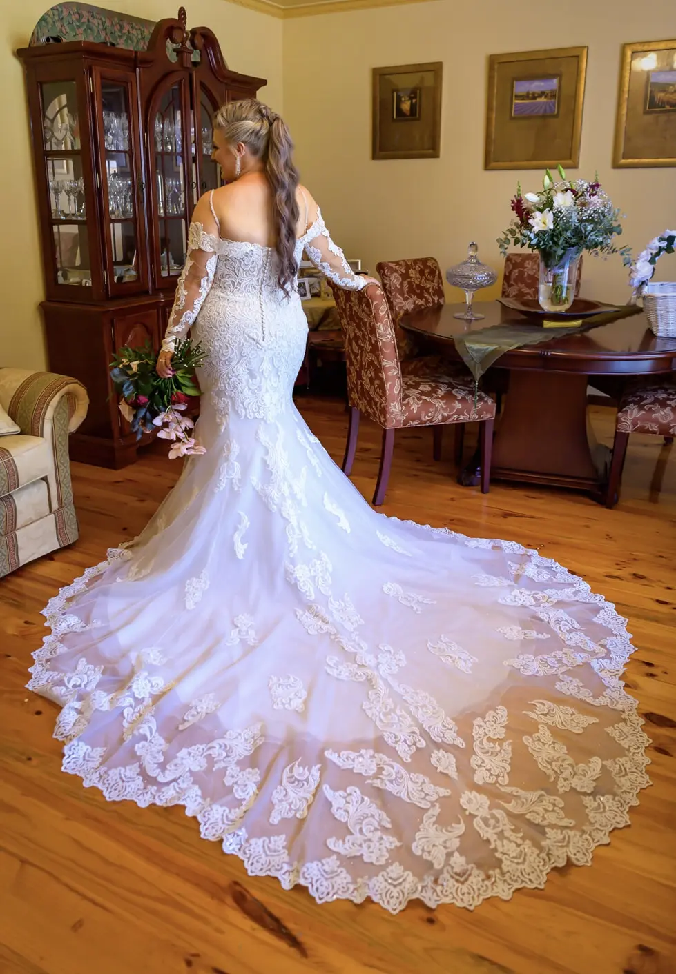 Bride in Lace Wedding Dress Fiona