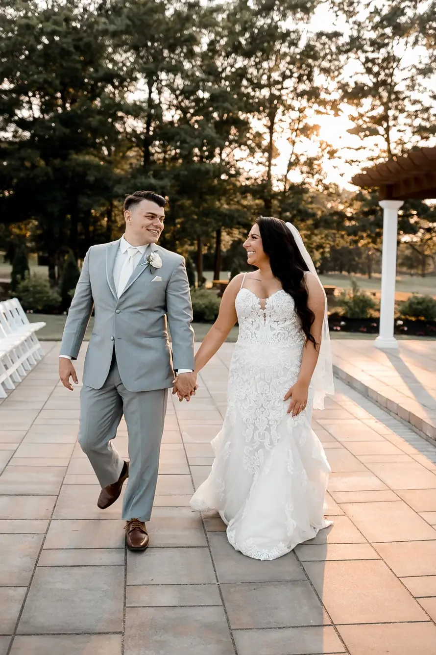 Bride In Sparkle Fit-and-flare Fiona Maggie Sottero With Groom