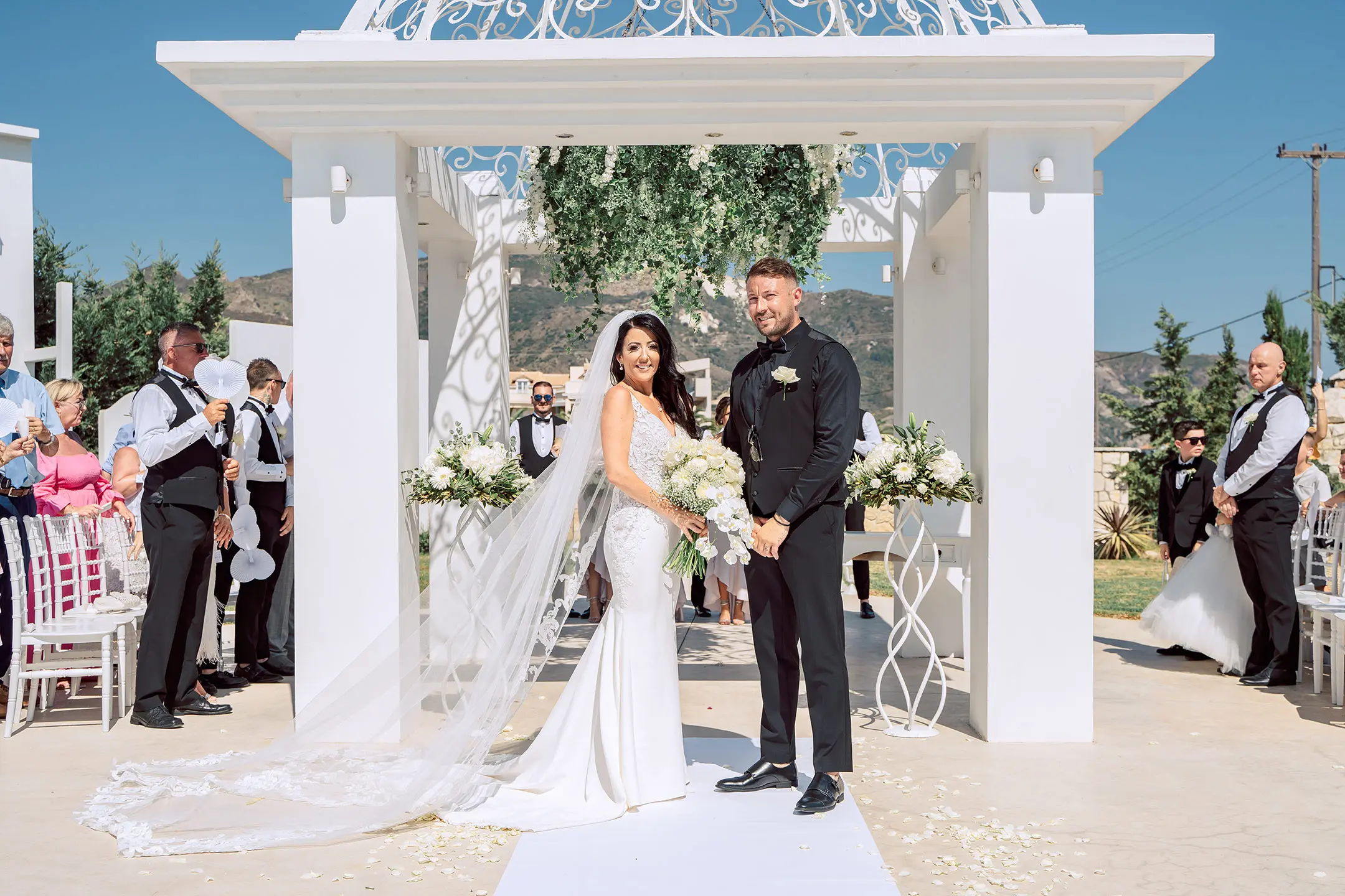 Groom With Bride Wearing Lace Spaghetti Strap Wedding Dress Nikki By Maggie Sottero