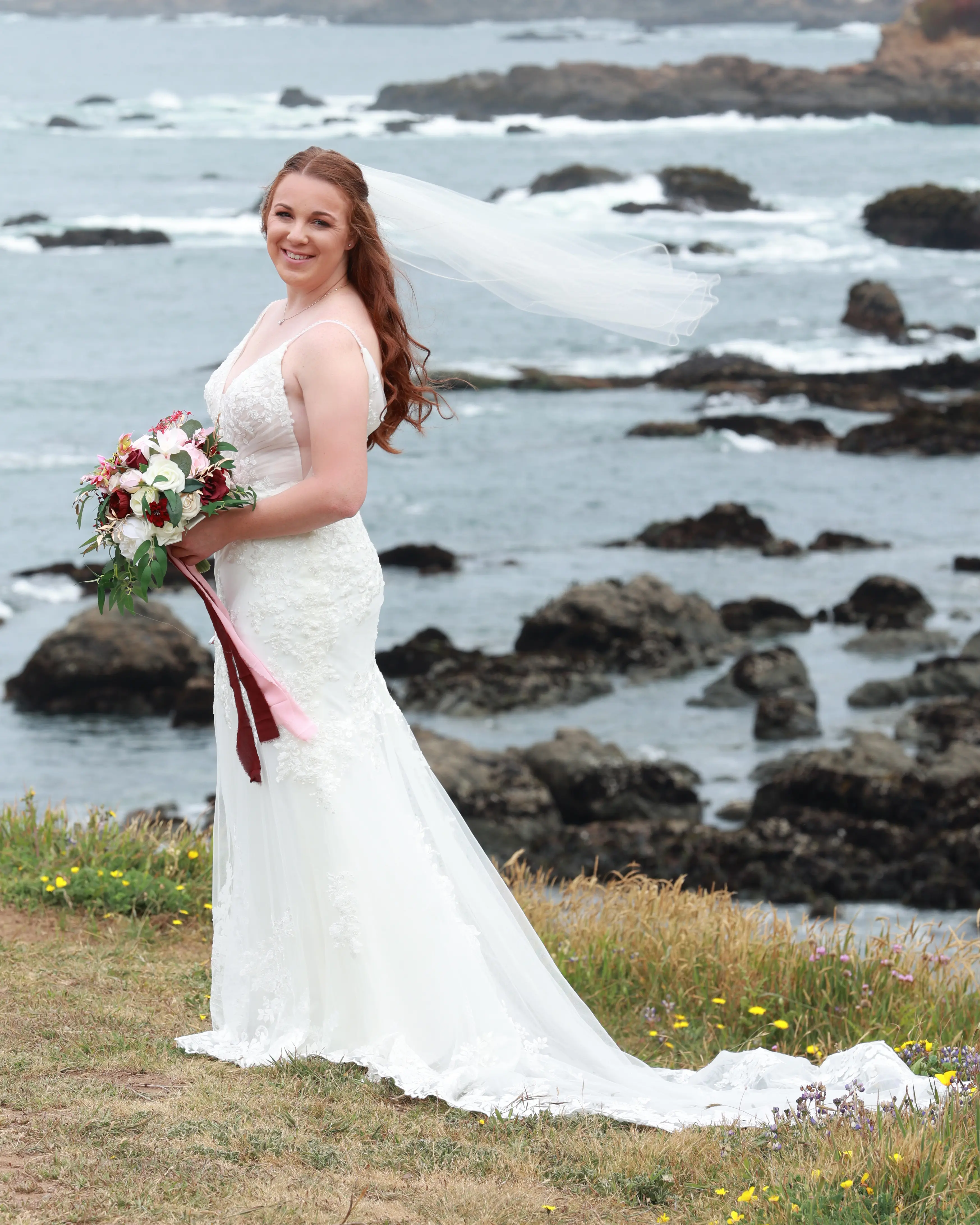 Bride In Lace Wedding Dress Called Fontaine By Maggie Sottero