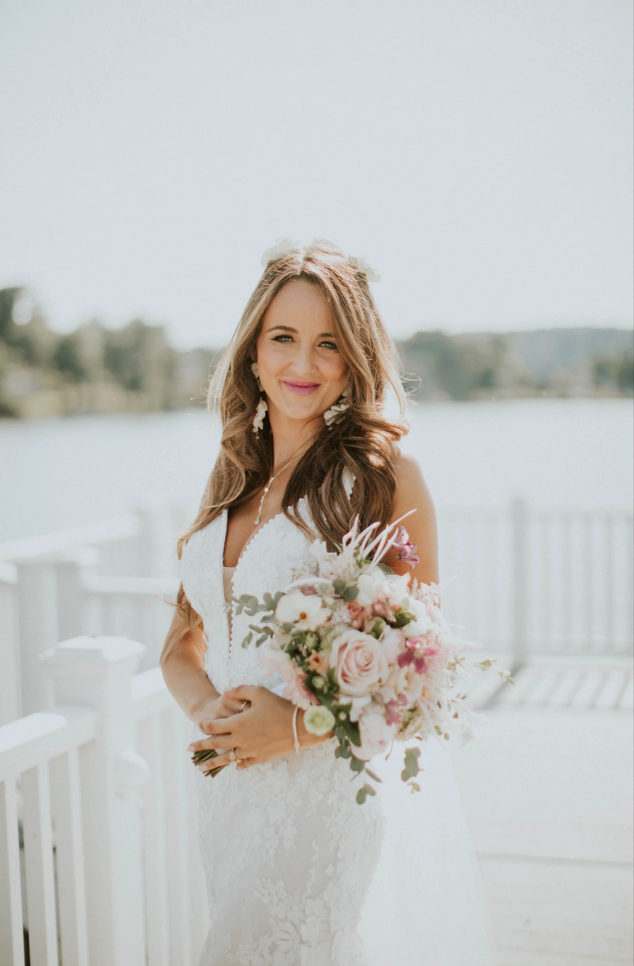 Bride in Mermaid Wedding Dress with 3-D Floral Motifs Called Cruz by Sottero & Midgley