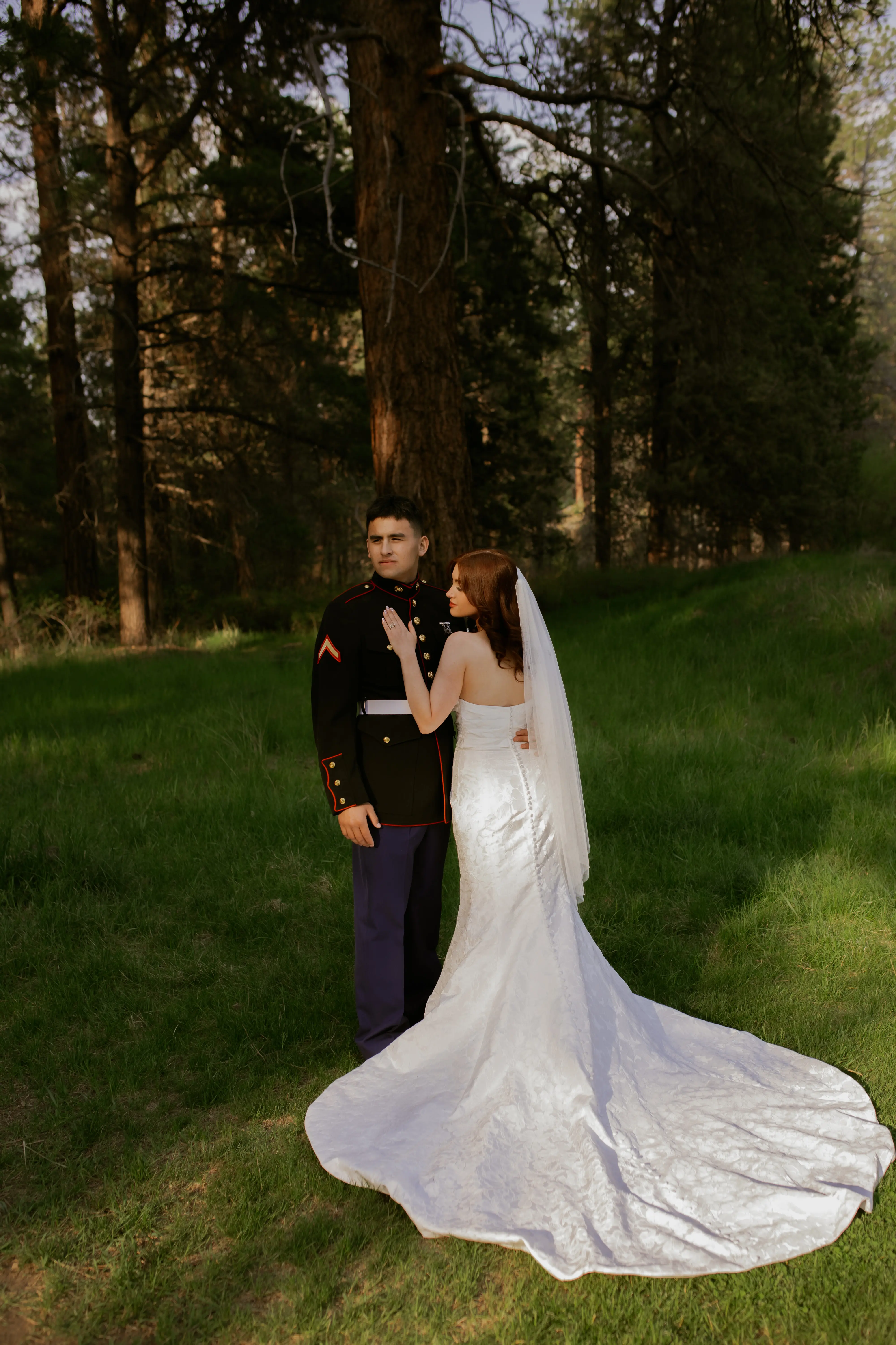 Bride wearing Hilo by Maggie Sottero with her husband