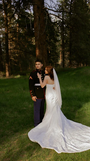 Bride wearing Hilo by Maggie Sottero with her husband