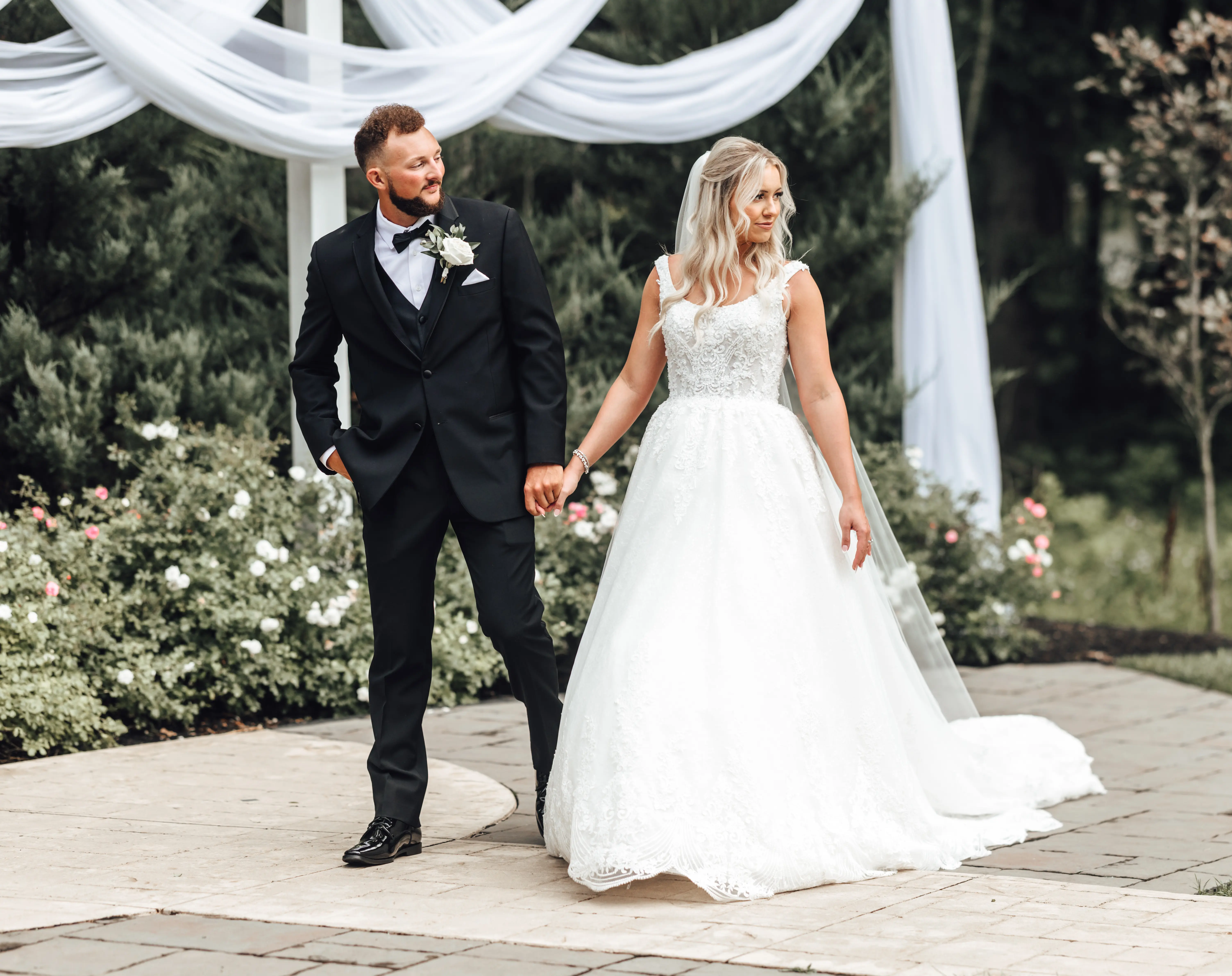 Groom With Bride Wearing Lace Ballgown Zachary By Sottero And Midgley