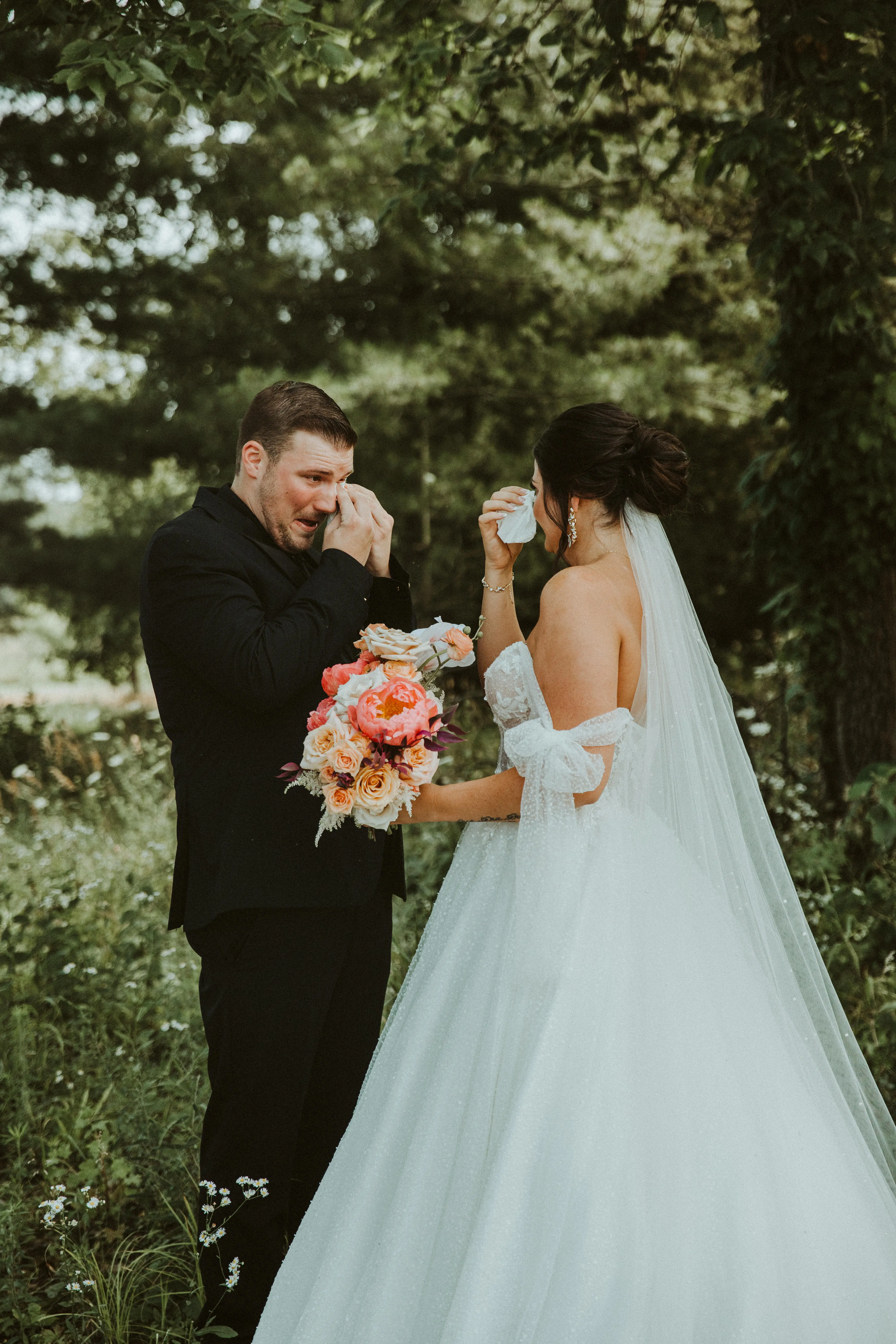 Bride Wearing Sparkly Ballgown Wedding Dress Called Shasha By Sottero And Midgley And Groom Exchanging Vows