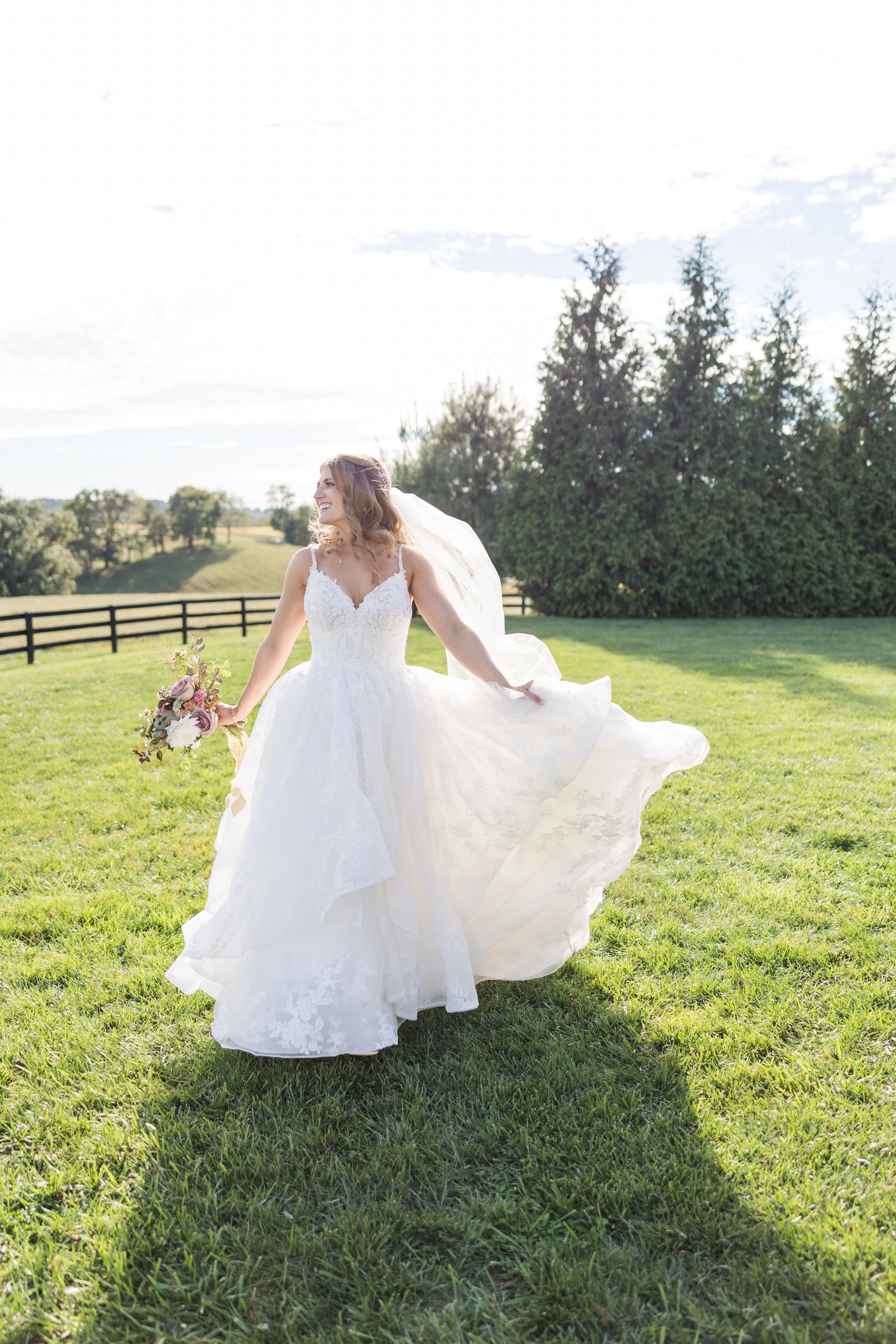 Real Bride in Modern Princess Wedding Dress with a Tiered Sequin Tulle Skirt Called Yuri by Maggie Sottero