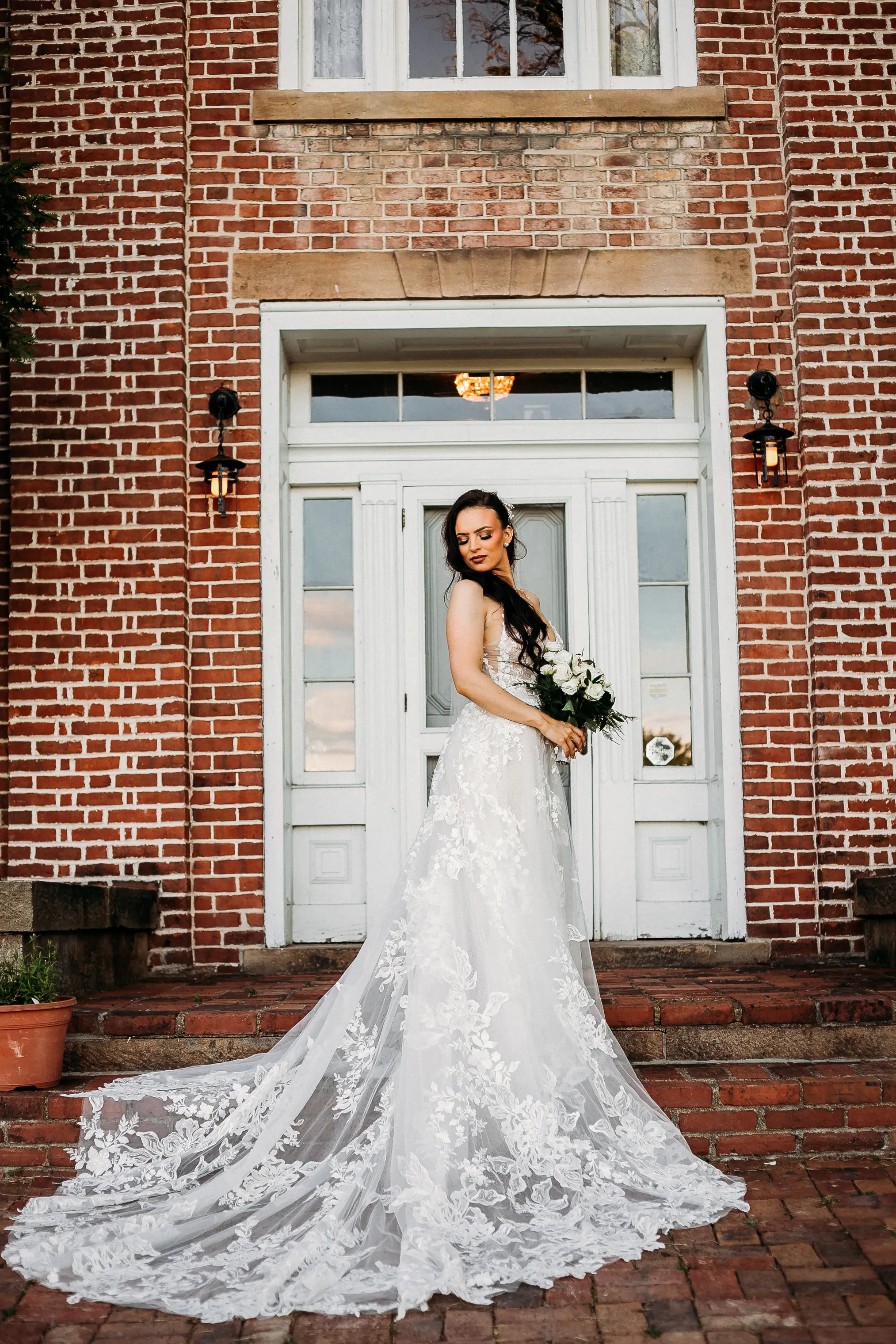 Real Bride in Beaded Lace A-Line Wedding Dress Named Marlow By Sottero & Midgley
