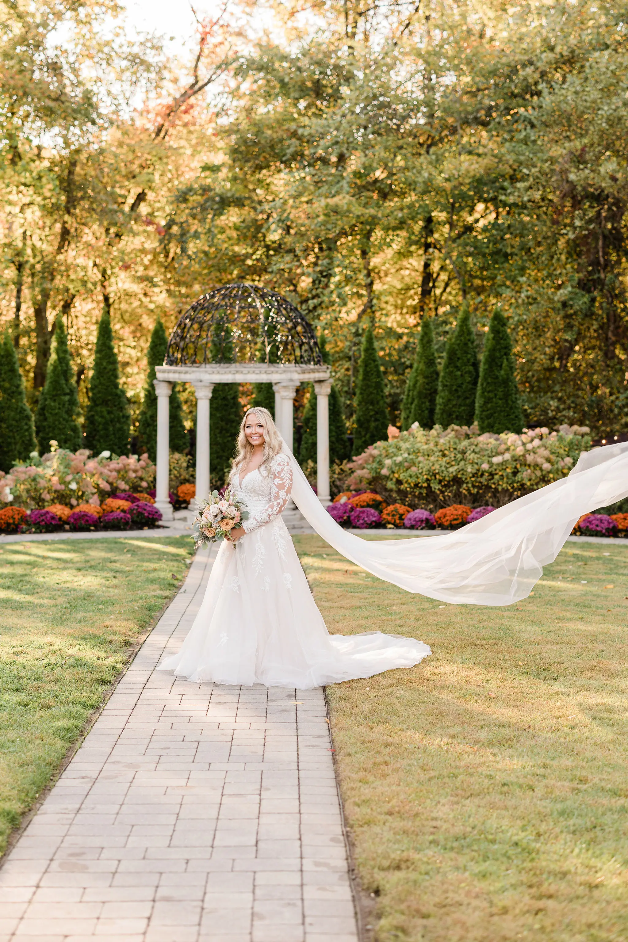 Real Bride in Illusion Sleeve A-Line Wedding Dress with Beaded Lace Motifs Over Sparkle Tulle Called Raphael by Maggie Sottero