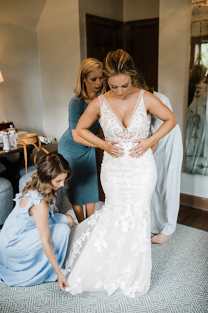 Bridal Party Dressing Bride Wearing Wedding Dress Called Greenley by Maggie Sottero