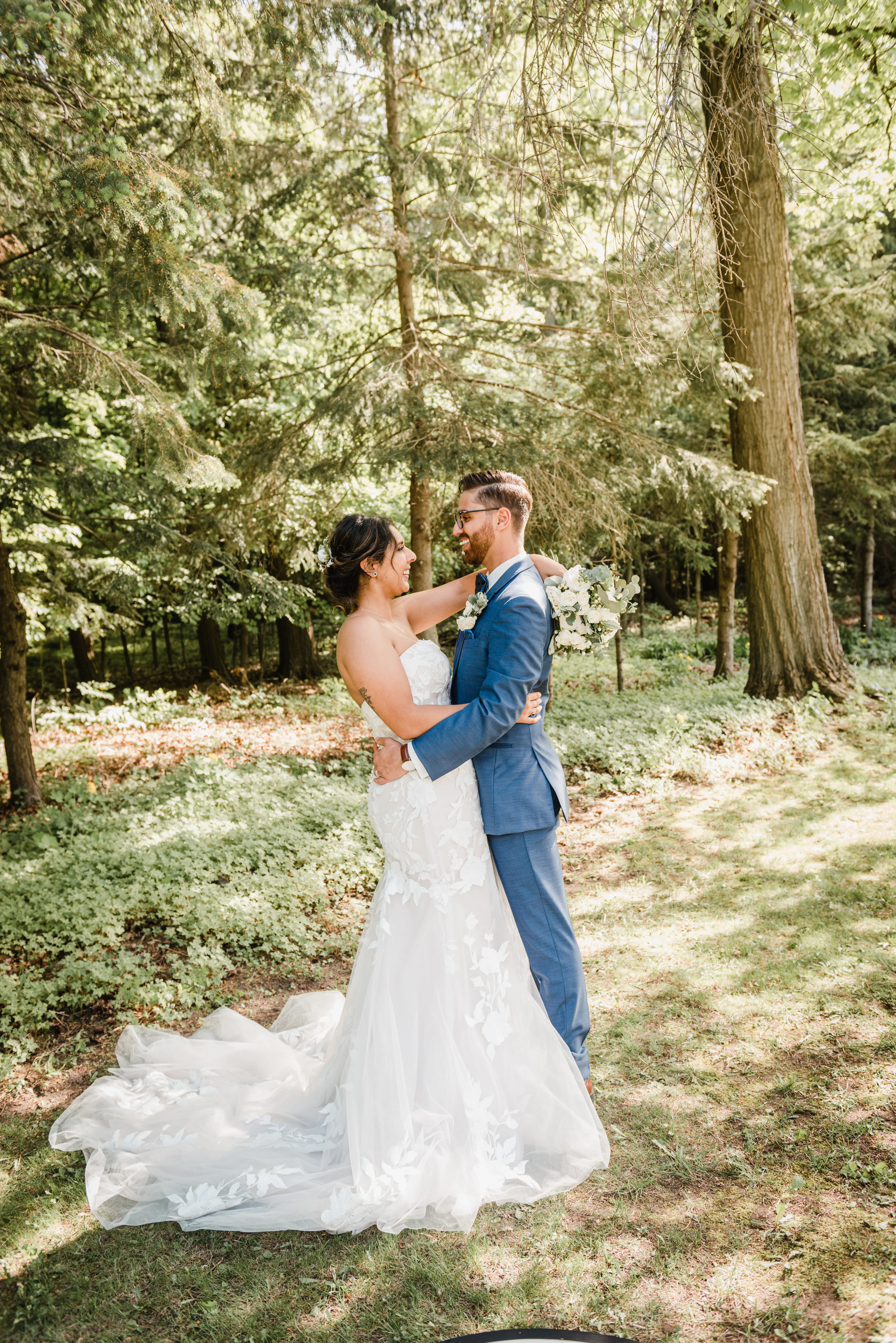 Groom With Bride Wearing Strapless Mermaid Wedding Dress Hattie By Rebeca Ingram