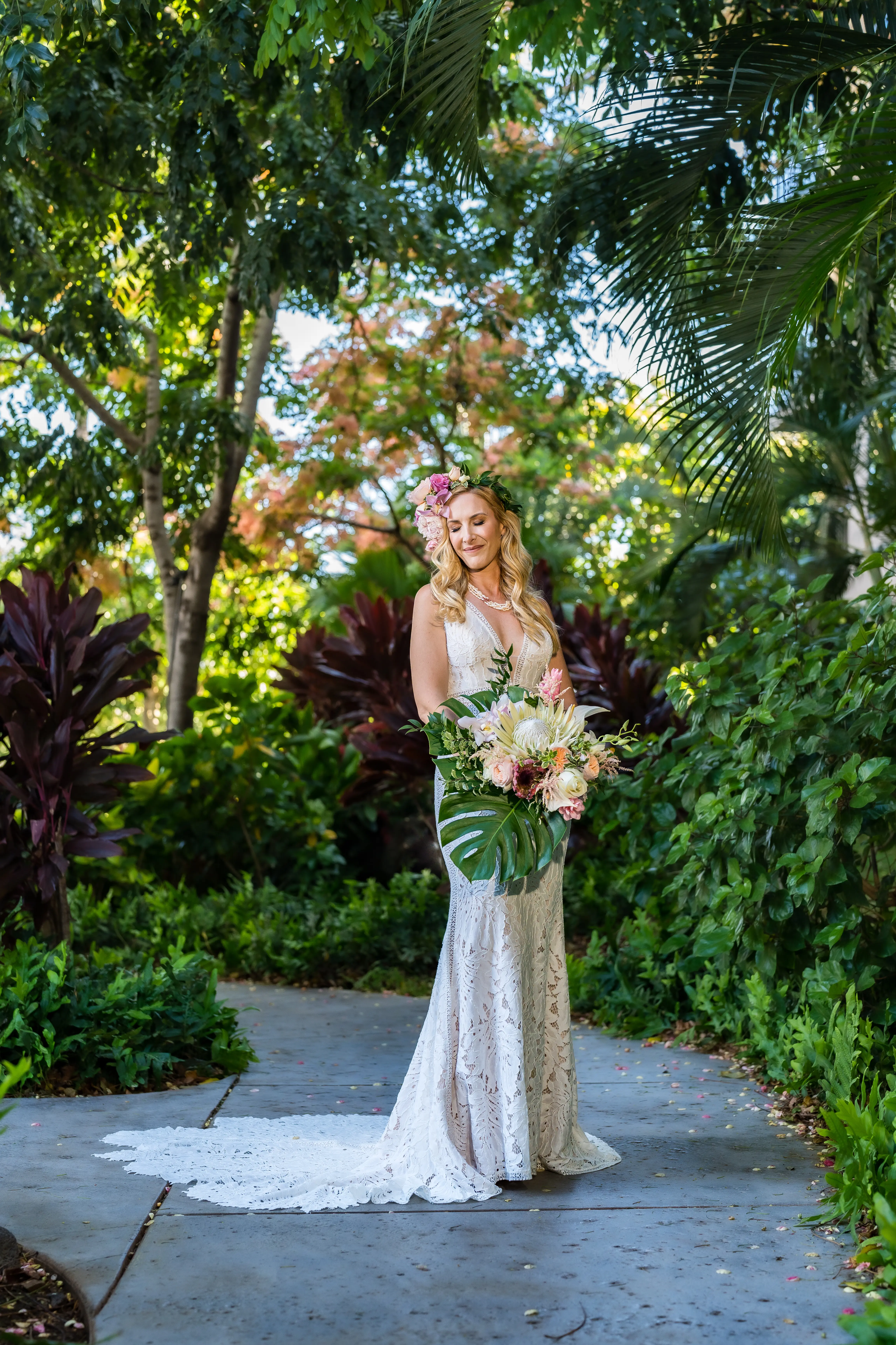 Tropical Bride In Lace Dress Called Burke By Maggie Sottero