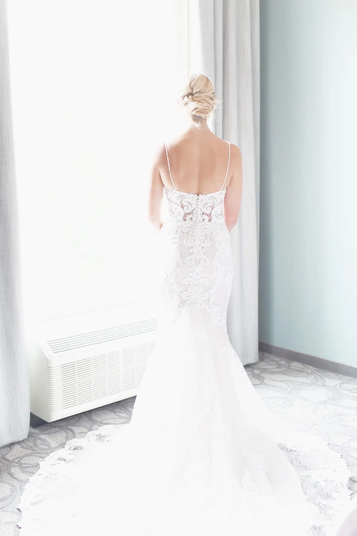 Bride Wearing Lace Mermaid Style Wedding Dress Tuscany By Maggie Sottero