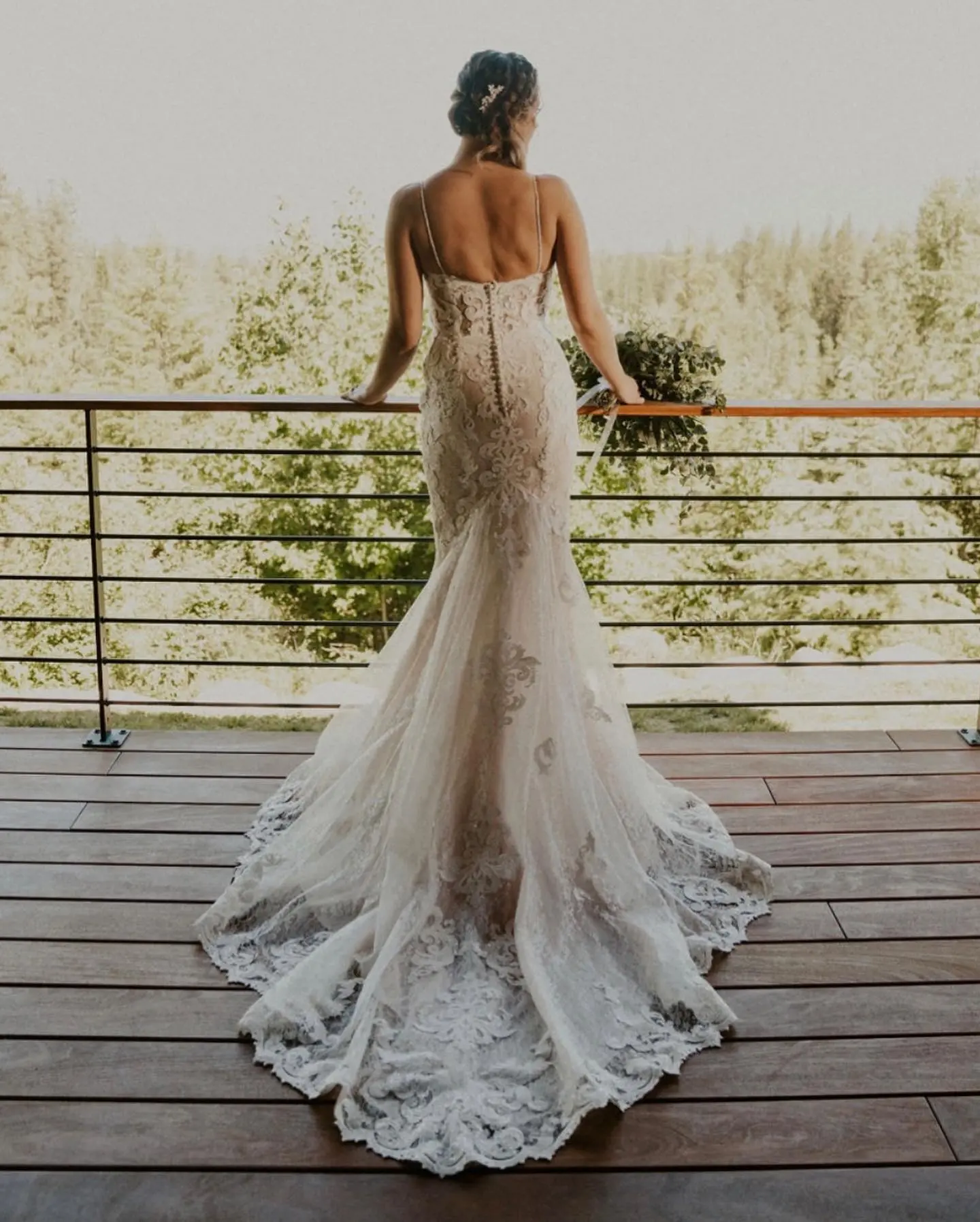 Bride Wearing Lace Sheath Wedding Dress Tuscany Lynette By Maggie Sottero