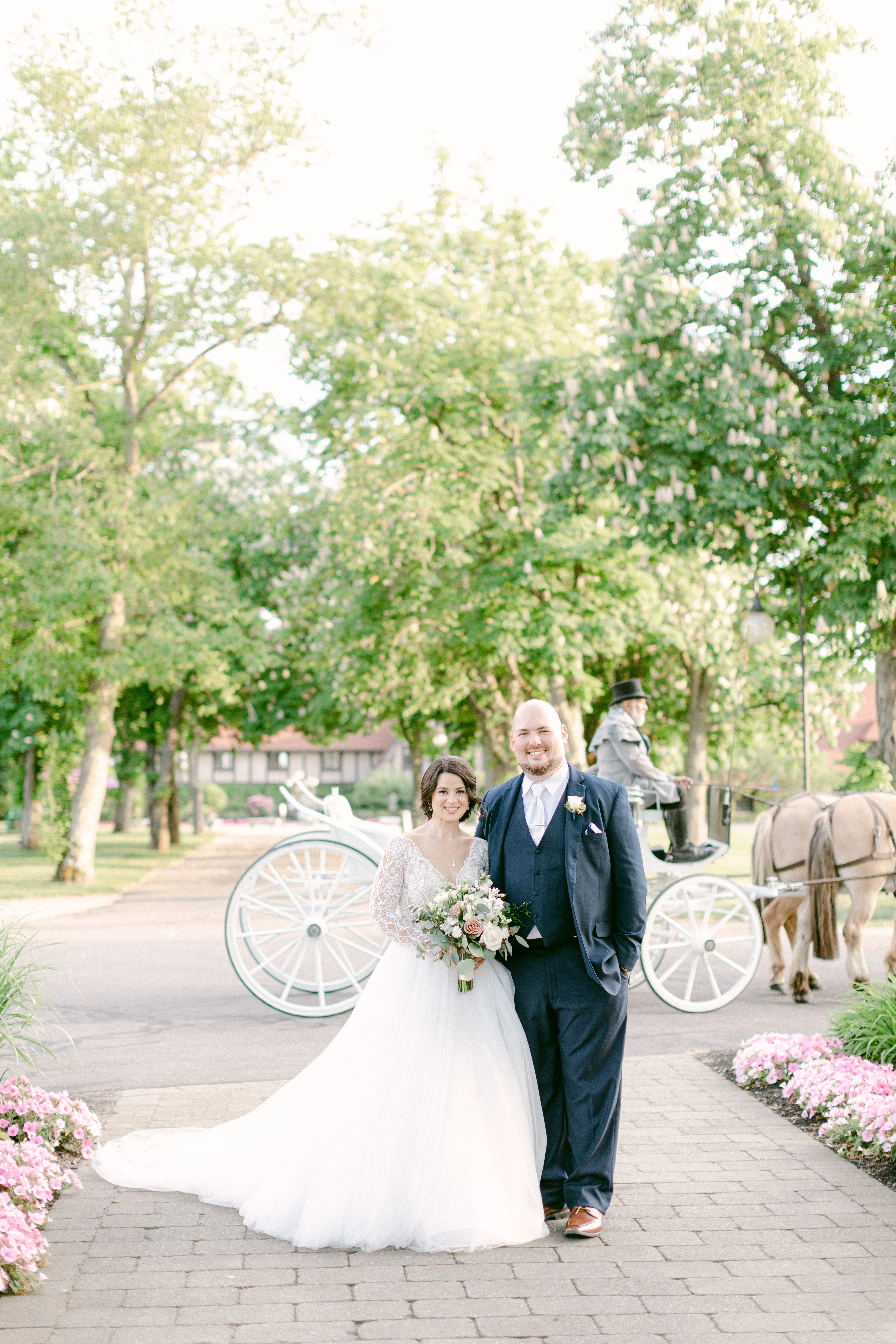 Groom With Bride Wearing Ballgown With Long Sleeves Called Mallroy Dawn By Maggie Sottero