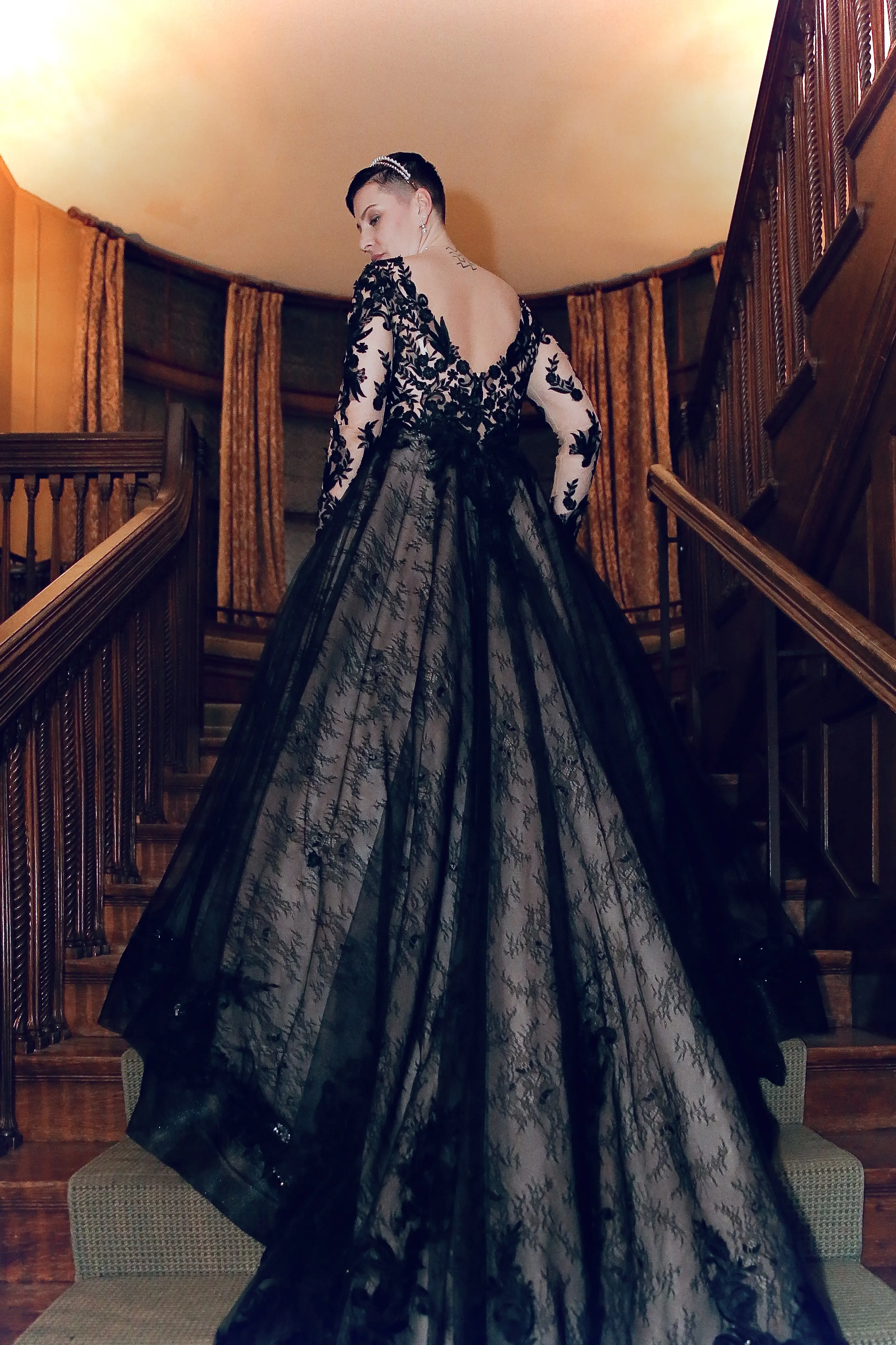 Bride In Black Wedding Dress Named Zander By Sottero and Midgley
