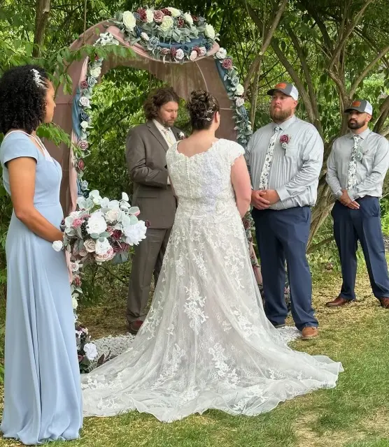 Bride In Modest A-line Courtney Leigh Rebecca Ingram With Guests