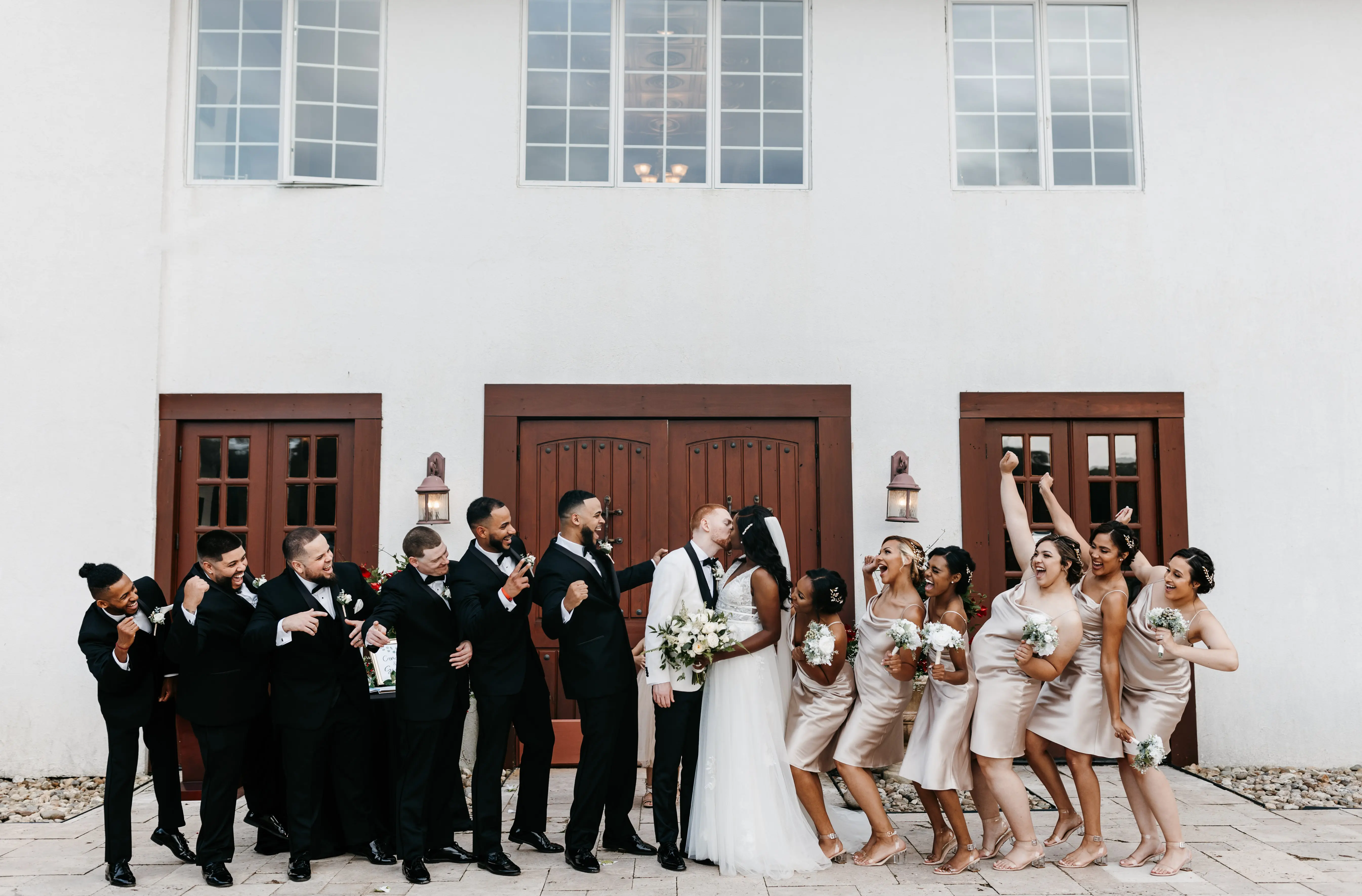 Groom With Bride Wearing Lace A-line Raelynn By Rebecca Ingram