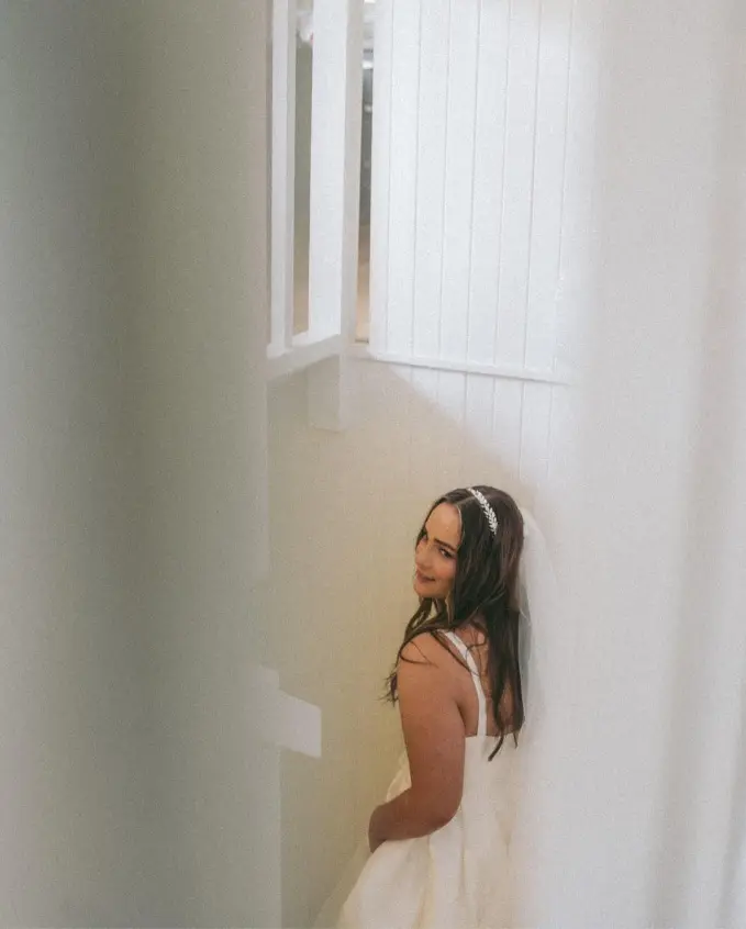 Bride in Mikado Scoop Neckline Ball Down Wedding Dress Selena by Maggie Sottero