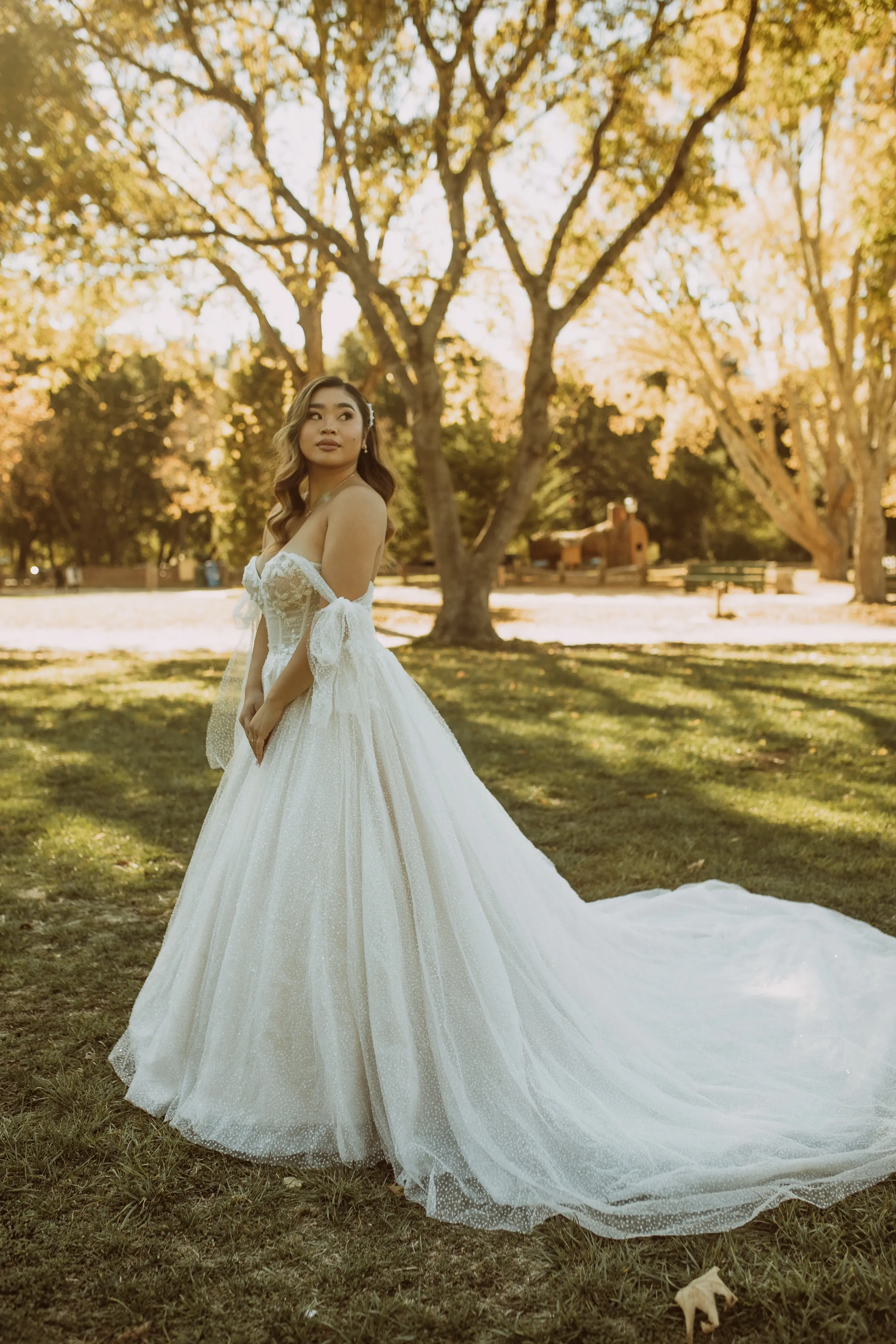 Bride In Sparkly Off-The-Shoulder Wedding Dress Called Shasta By Sottero And Midgley