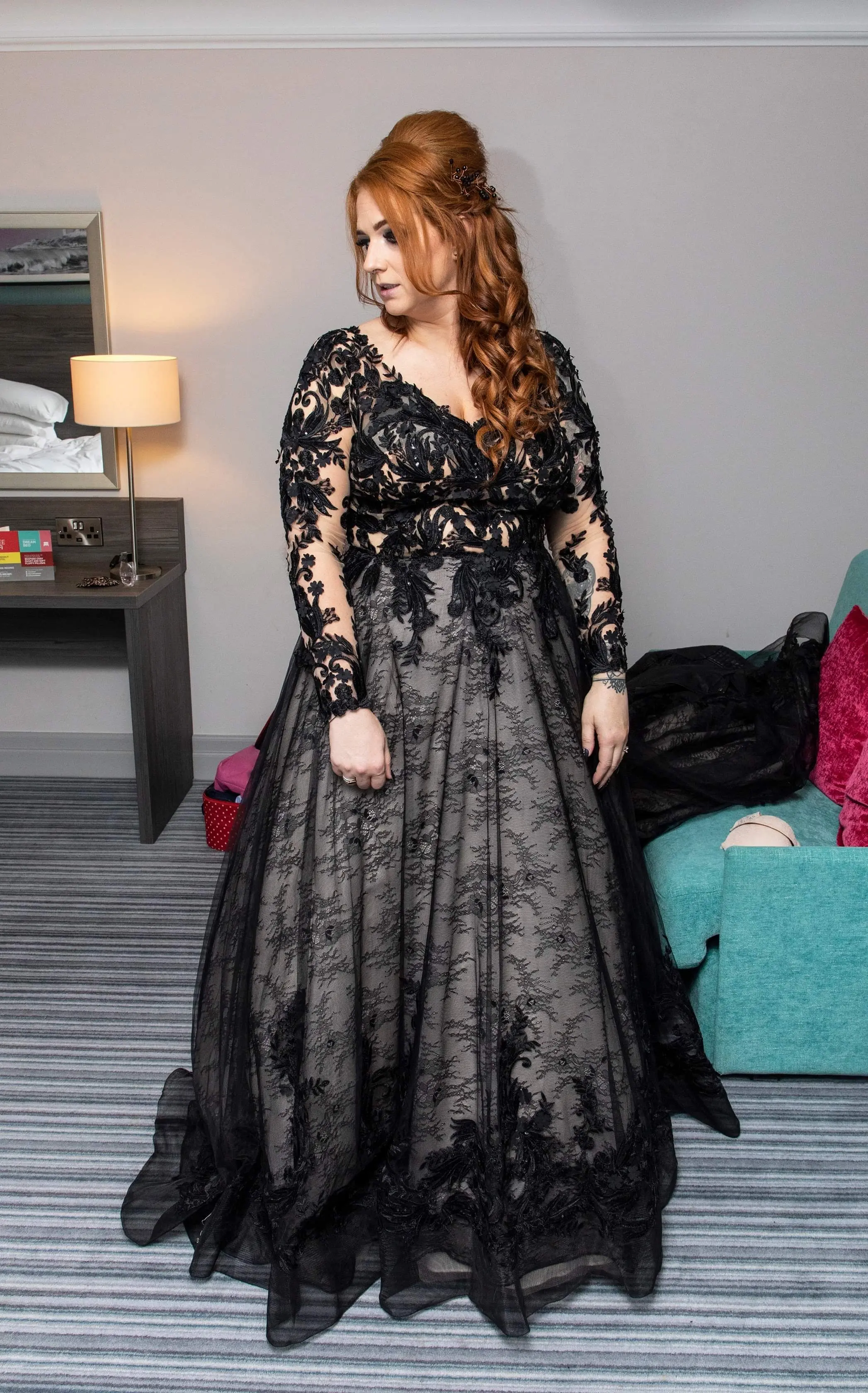 Bride wearing Black Wedding Dress called Zander by Sottero and Midgley