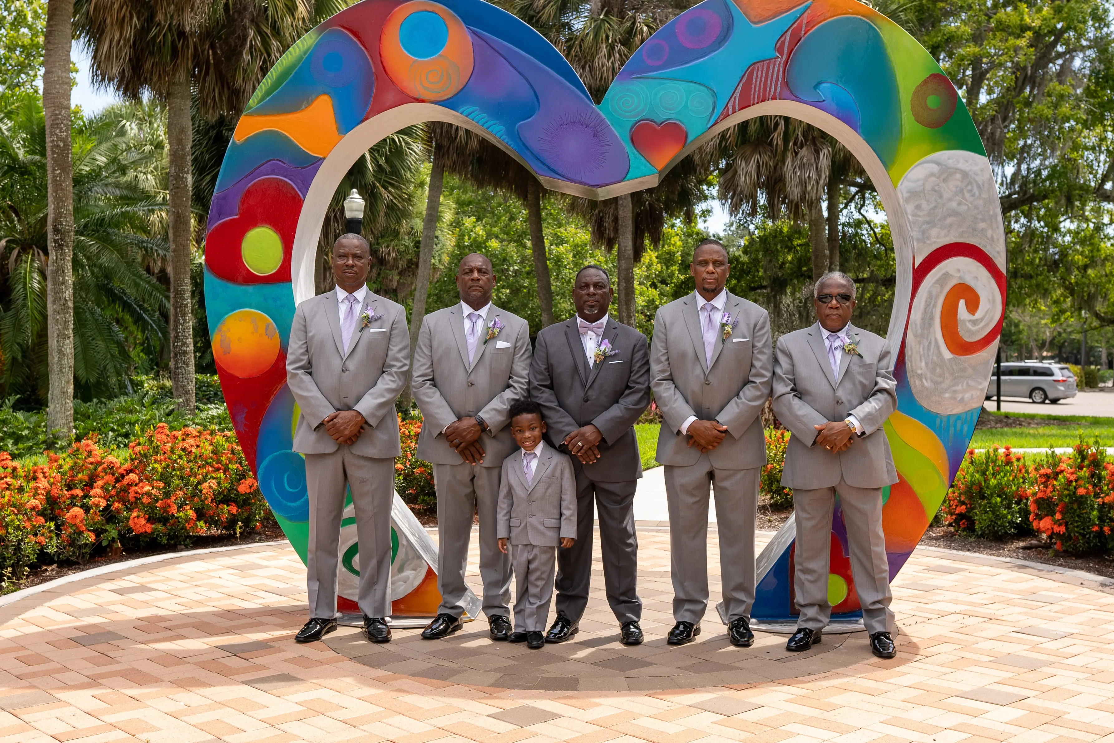 Groom With Groomsmen Purple Ties