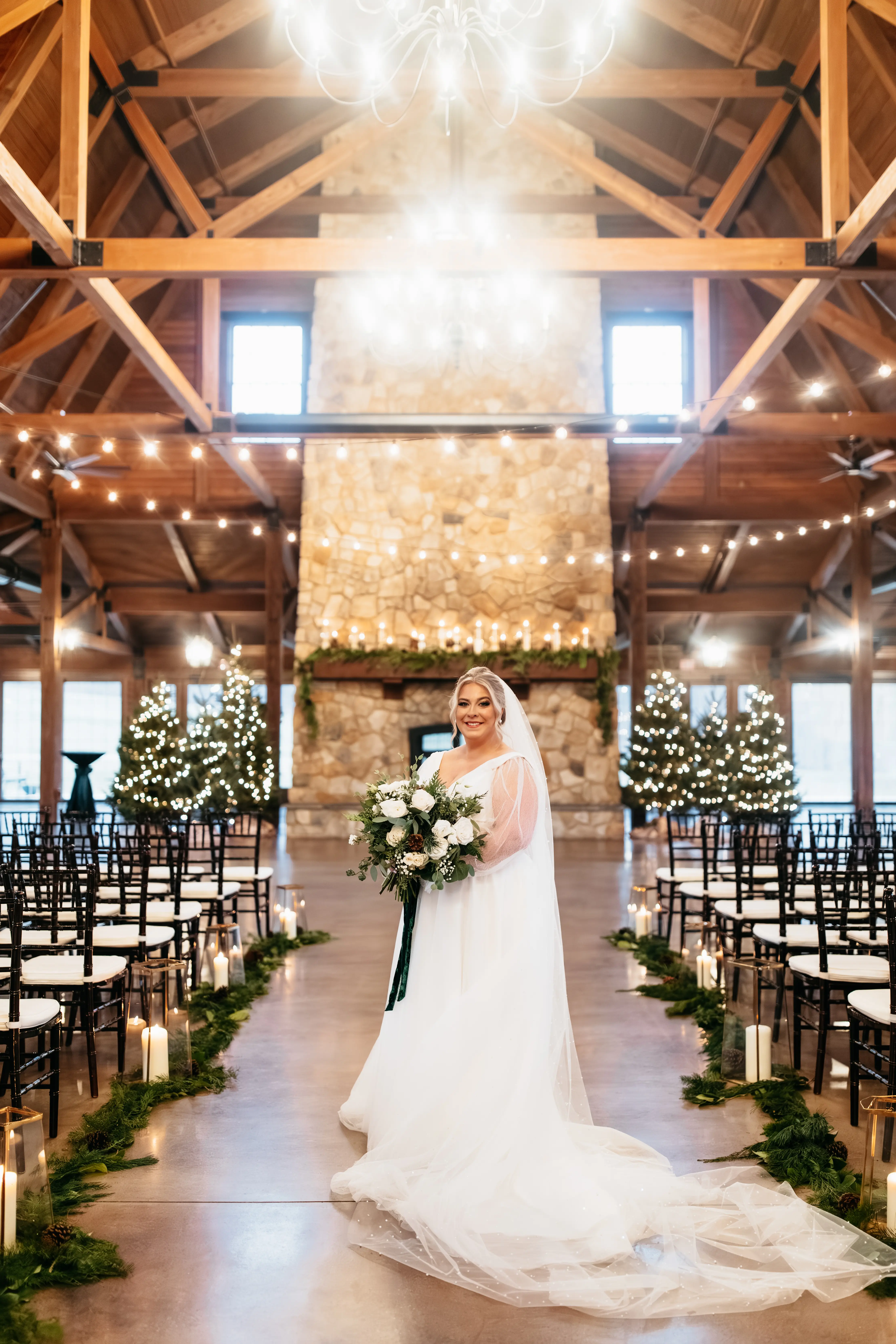 Bride wearing Joanne wedding dress by Rebecca Ingram