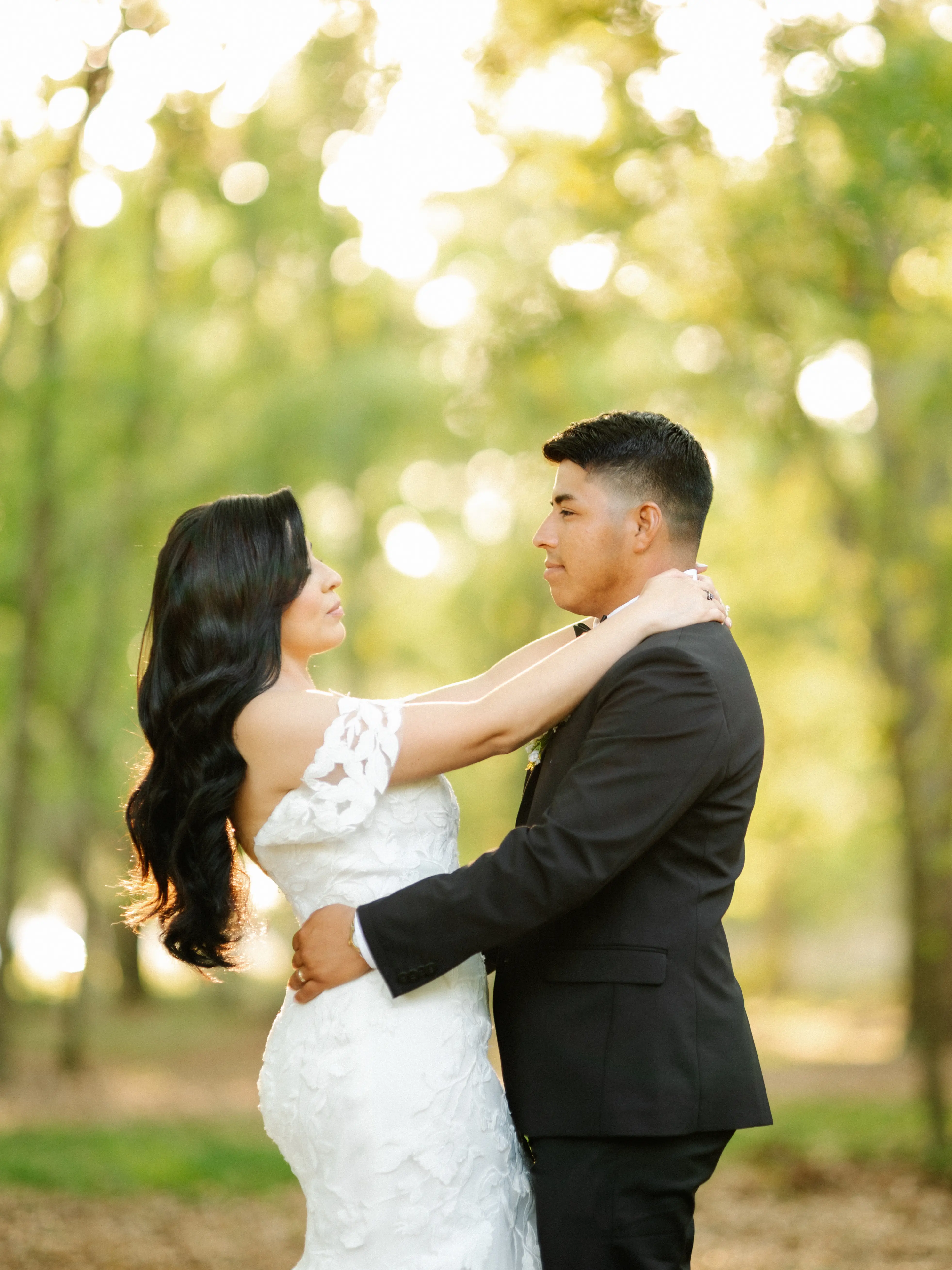 Bride In Lace Mermaid Wedding Dress Called Hattie By Rebecca Ingram With Groom
