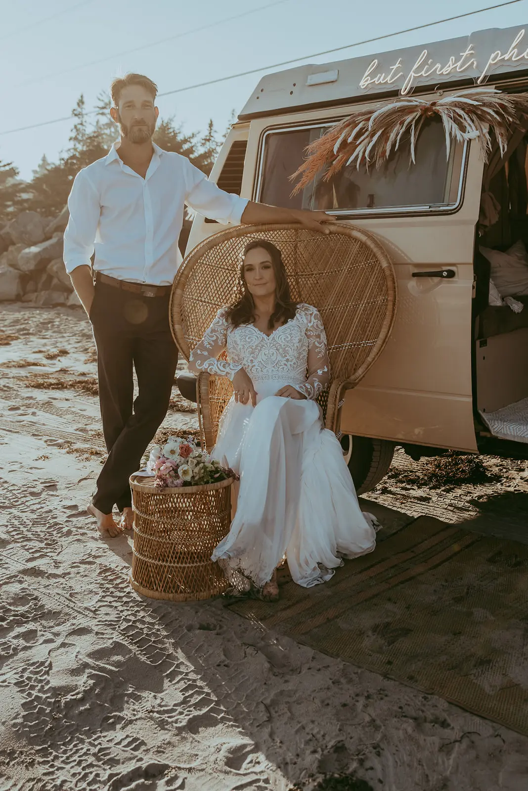 Groom With Bride Wearing Illusion Lace Long Sleeved Wedding Dress Lorraine Dawn By Rebecca Ingram