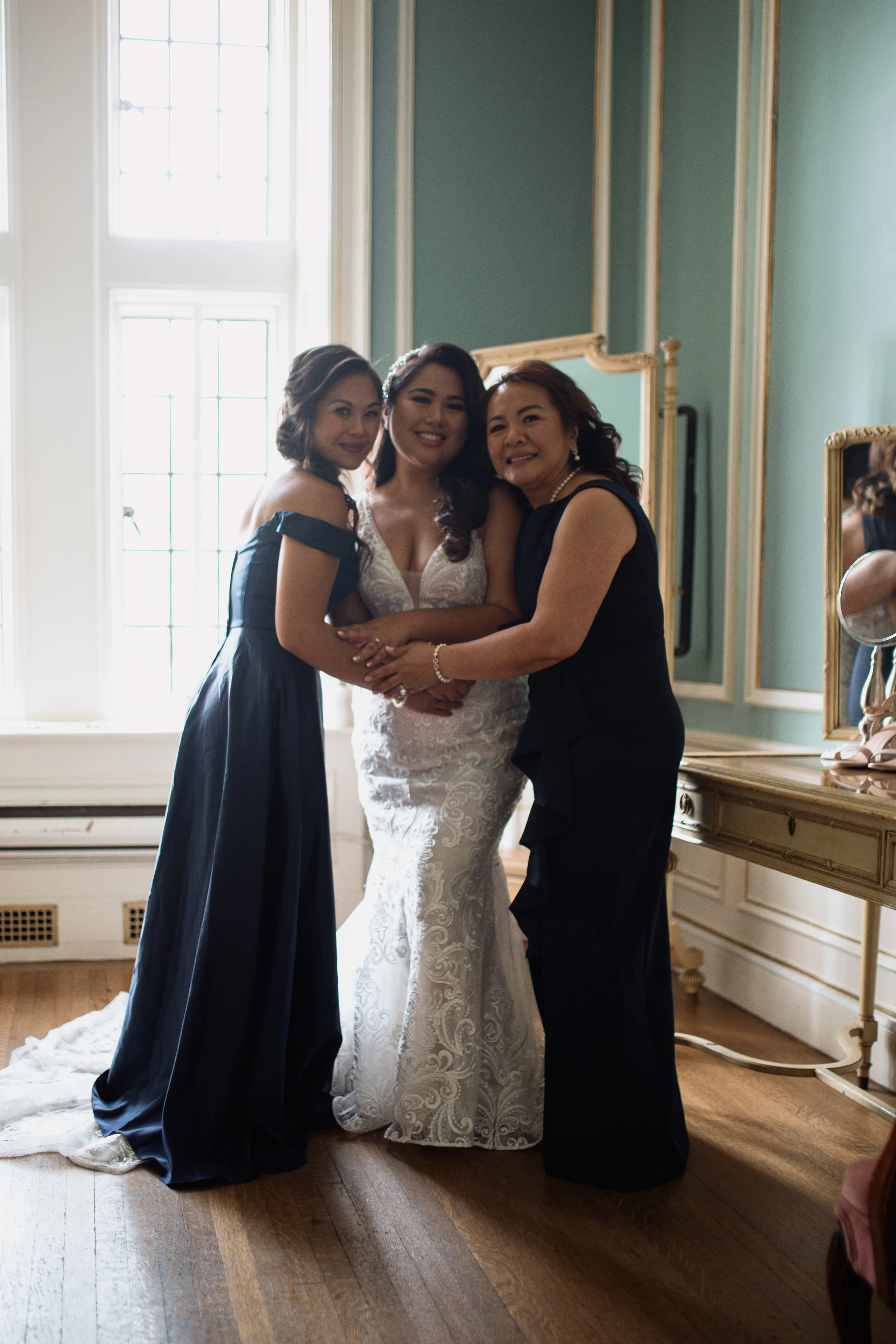 Bride Wearing Floral Fit-And-Flare Wedding Dress