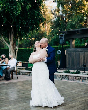 Bride In 3D Lace Fit-and-Flare Ryker Sottero Midgley With Groom