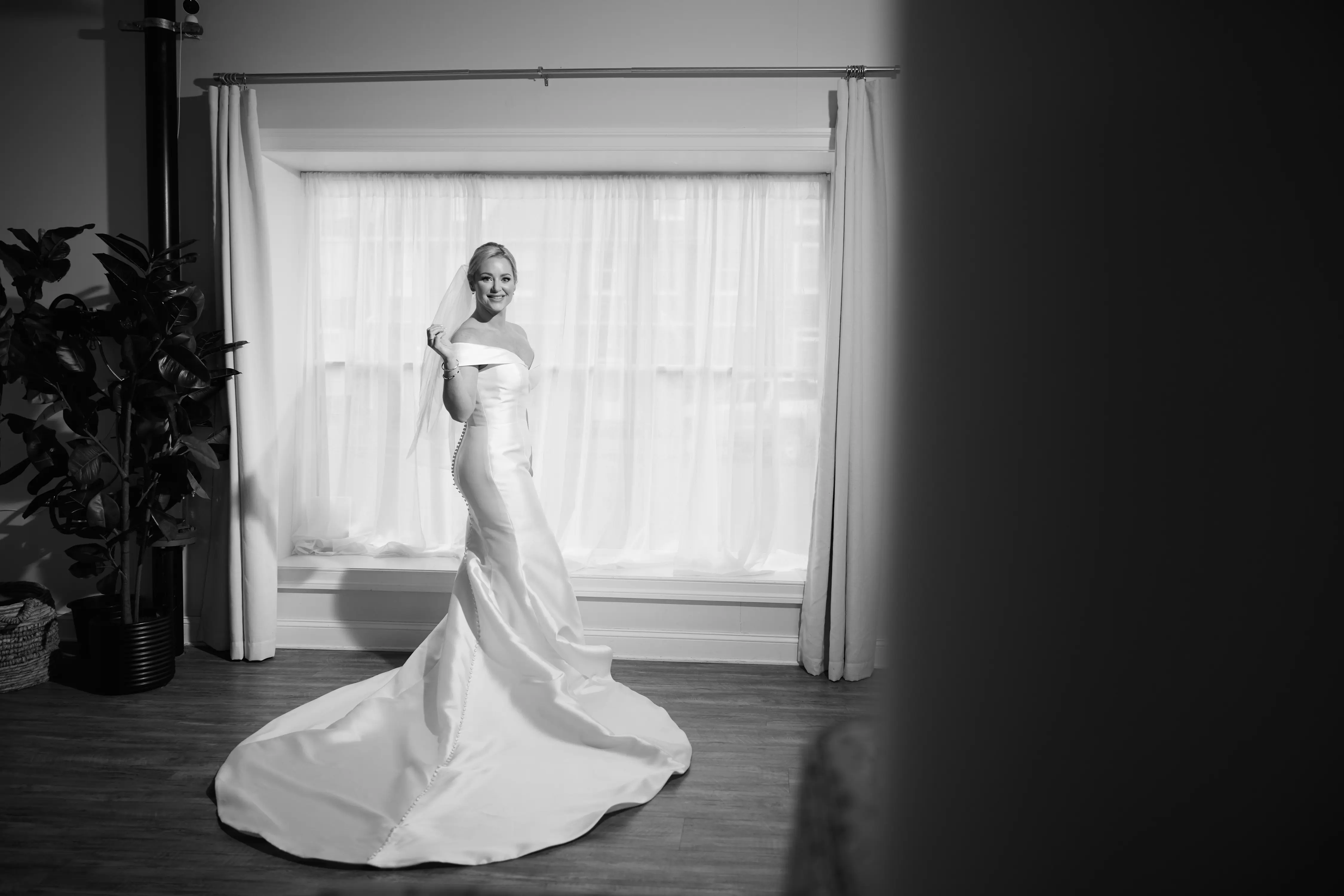 Vintage Bride Wearing Glamour Wedding Gown Called Josie by Rebecca Ingram.