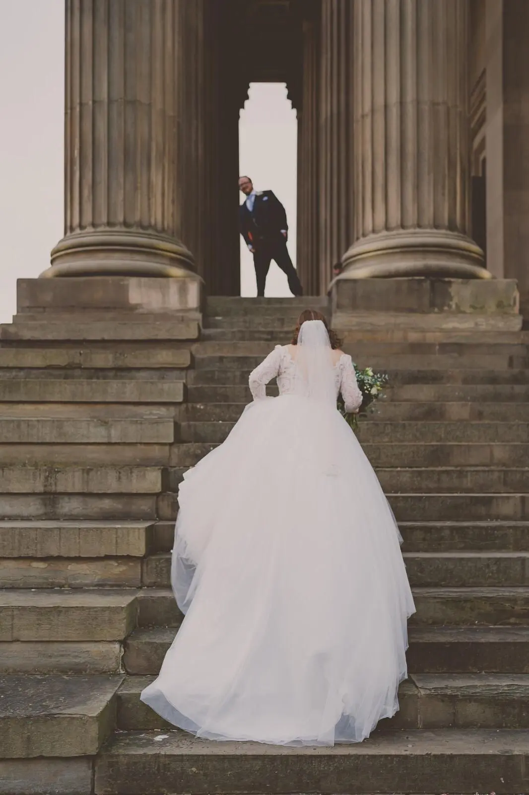 Bride In Long Sleeve Wedding Dress Called Mallory Dawn By Maggie Sottero