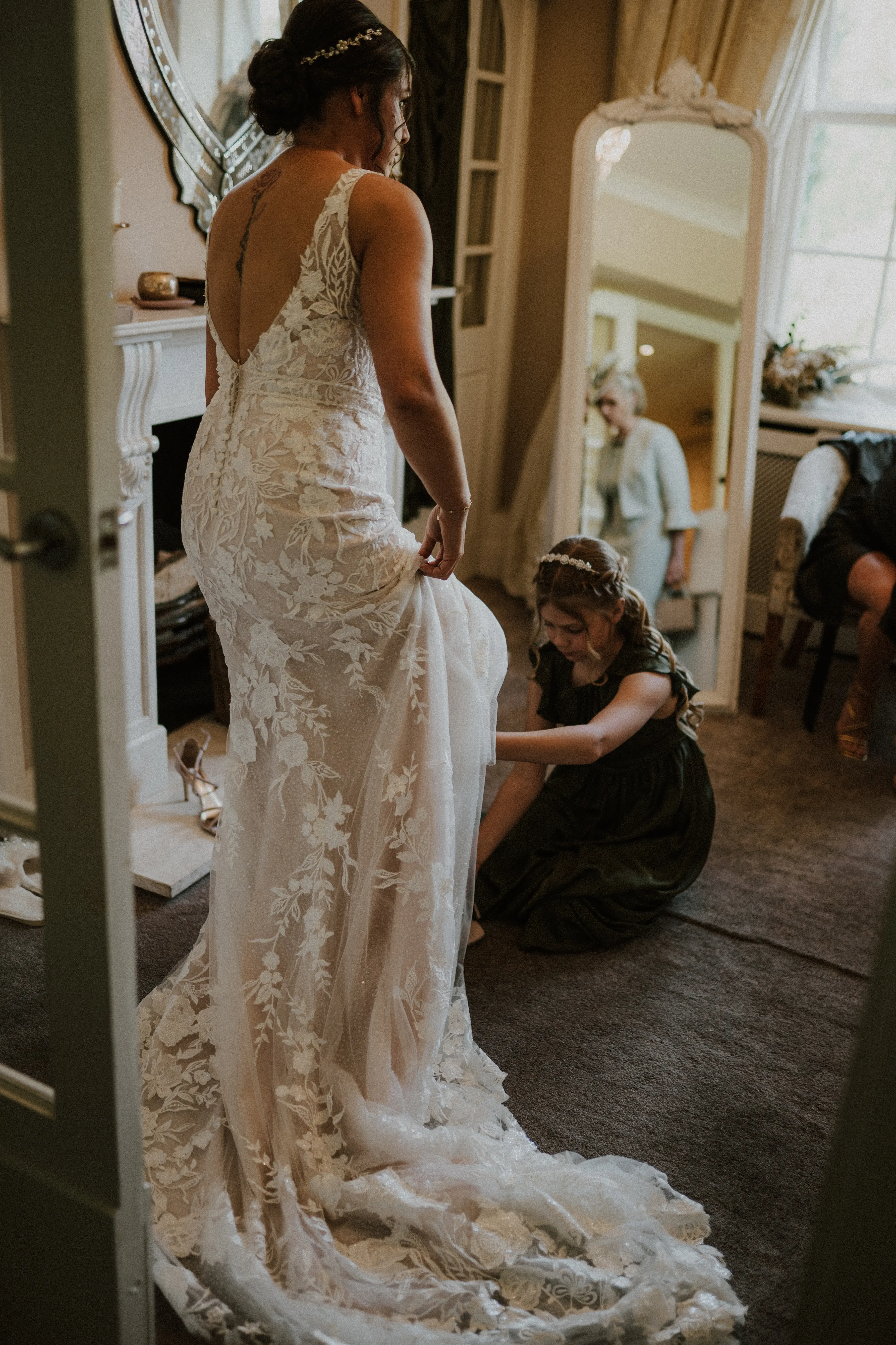 Bride In Square Neck Sheath Albany Maggie Sottero With Guests