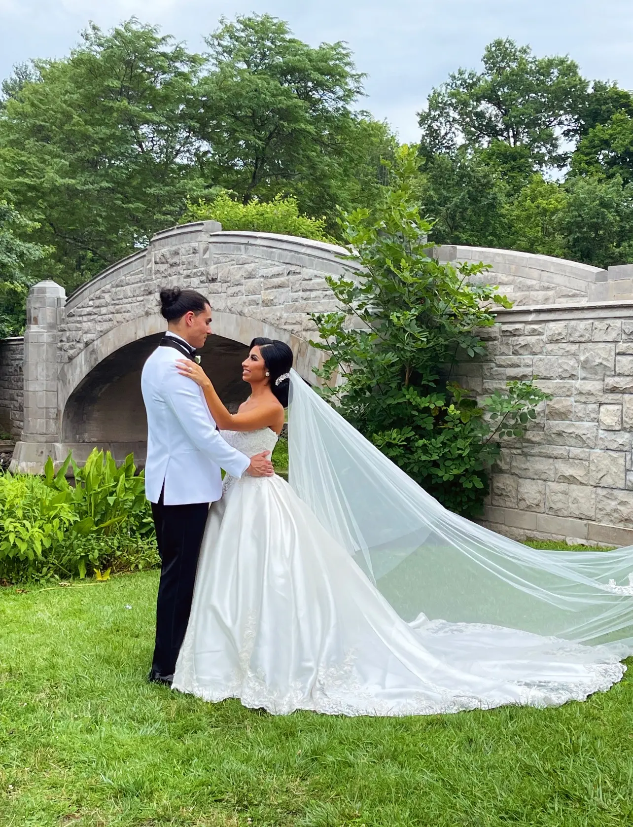 Groom With Bride Wearing Satin Ball Gown Kimora By Sottero And Midgley